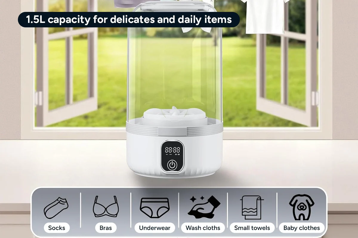 1.5L Portable Mini Washing Machine Cordless Rechargeable - Image 5