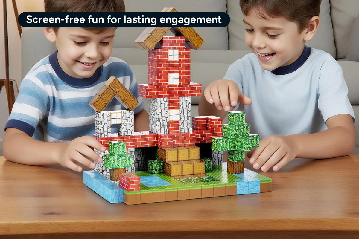 100 Piece Colorful Kids Magnetic Block Set for Creative Play - Image 8
