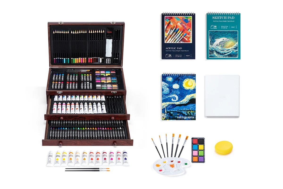 192 Piece Deluxe Art Set with Wooden Case and Drawers - Image 2