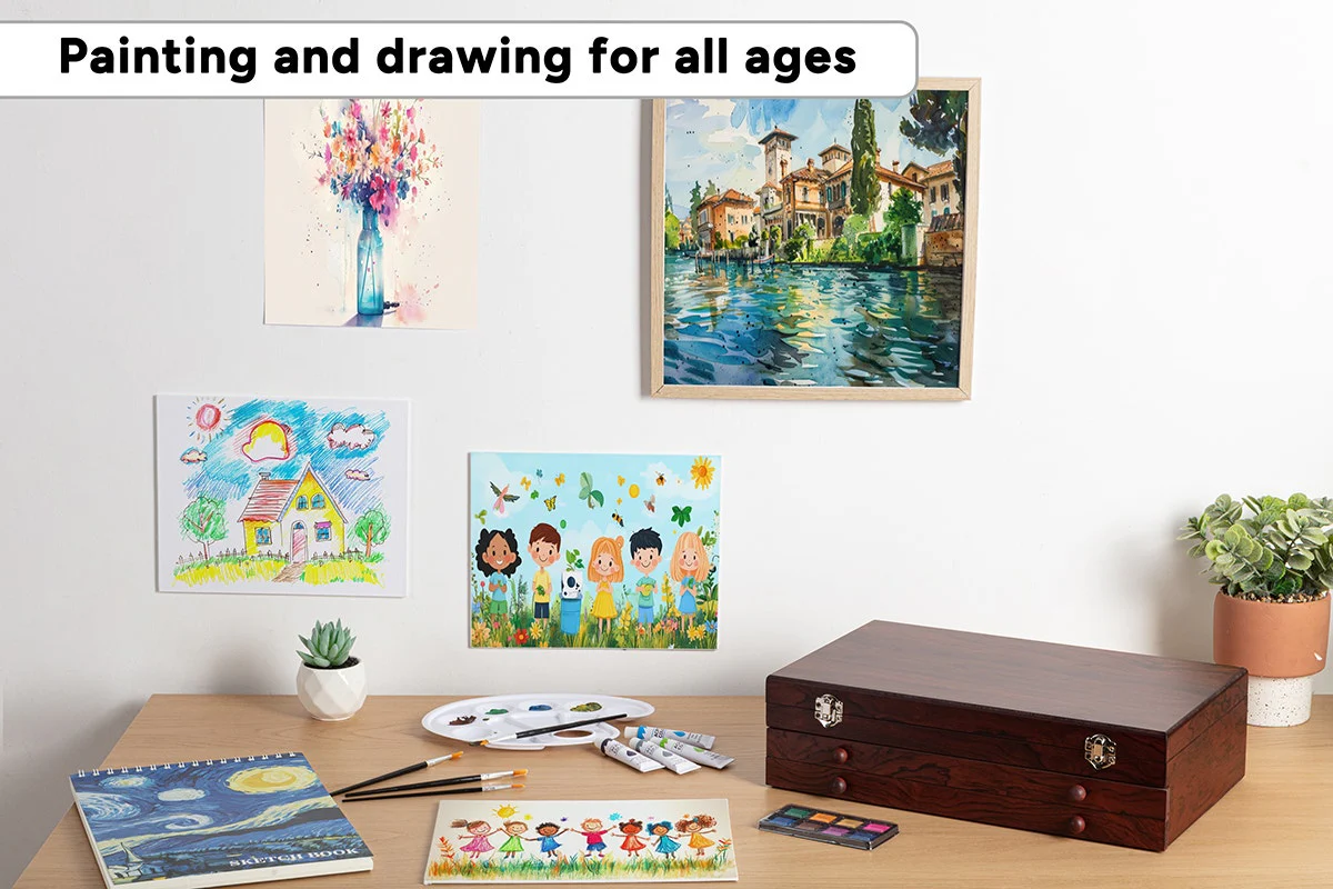 192 Piece Deluxe Art Set with Wooden Case and Drawers - Image 3