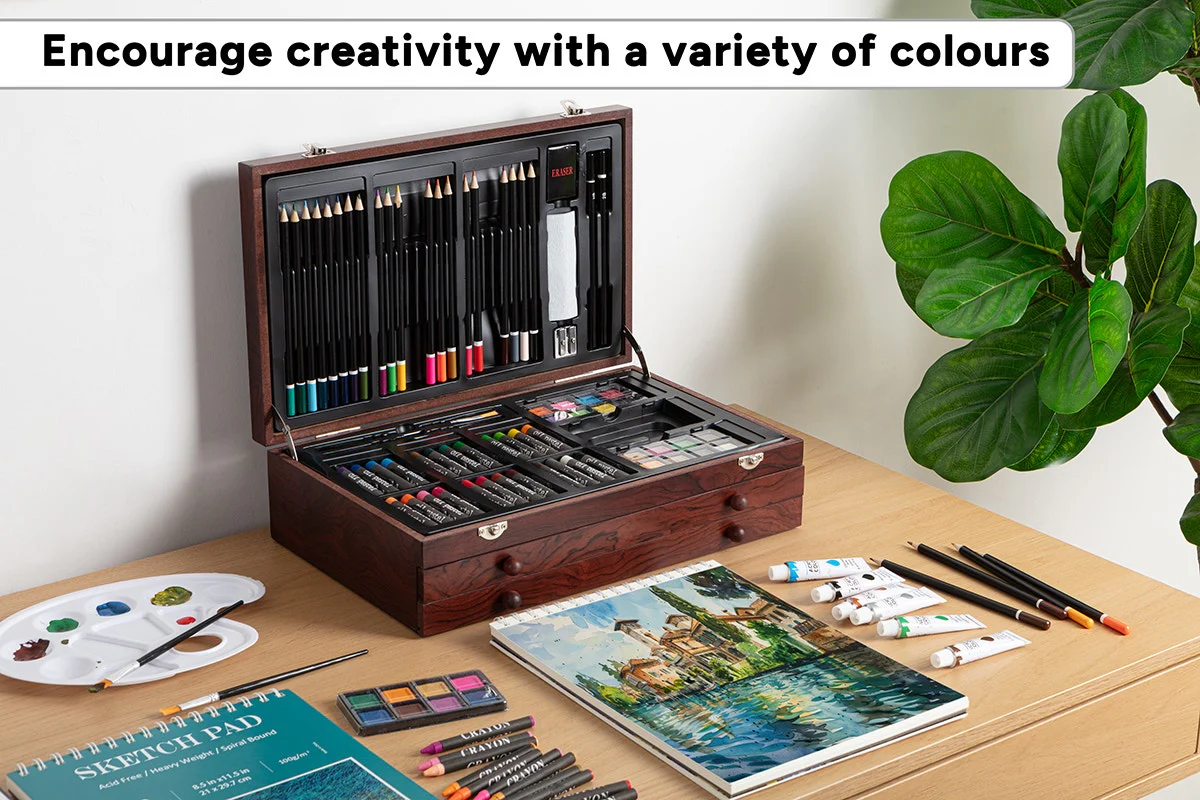 192 Piece Deluxe Art Set with Wooden Case and Drawers - Image 5