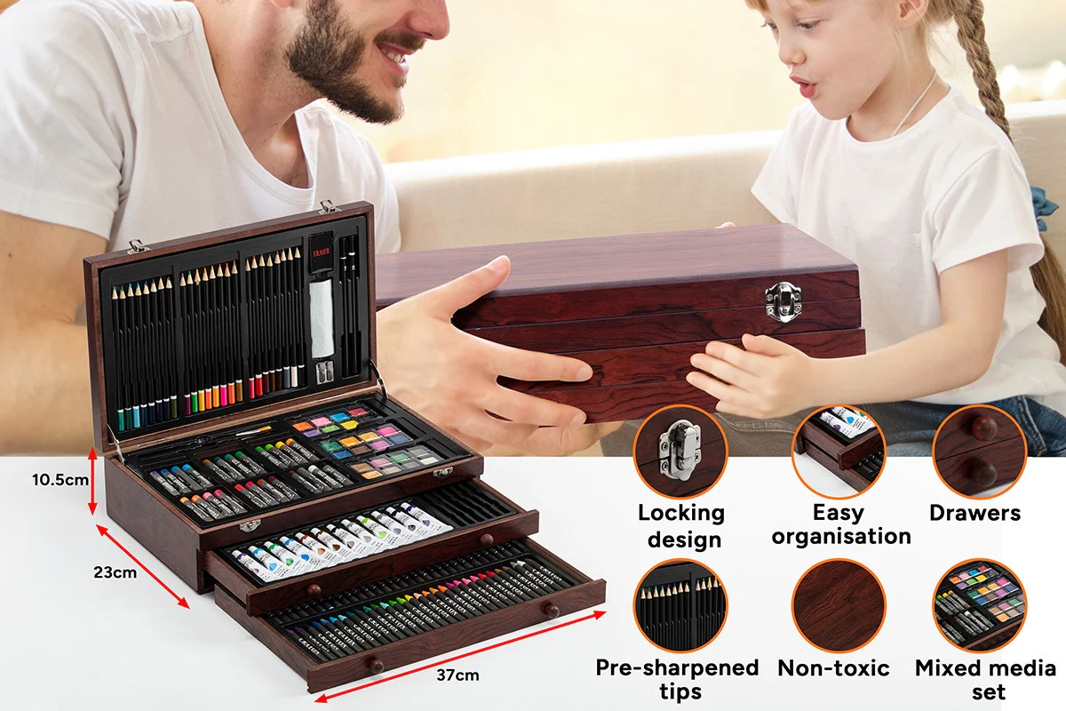 192 Piece Deluxe Art Set with Wooden Case and Drawers - Image 6
