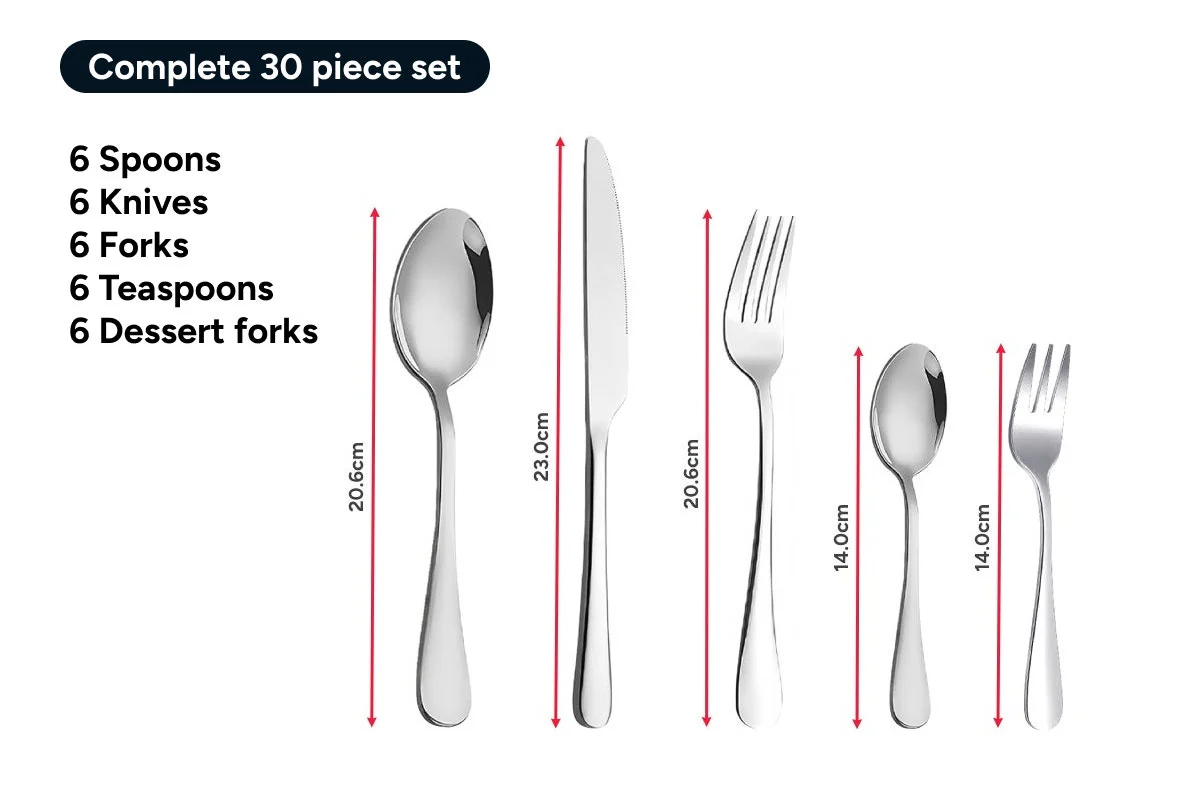 30-Piece Elegant Stainless Steel Cutlery Set for Stylish Dining - Image 6