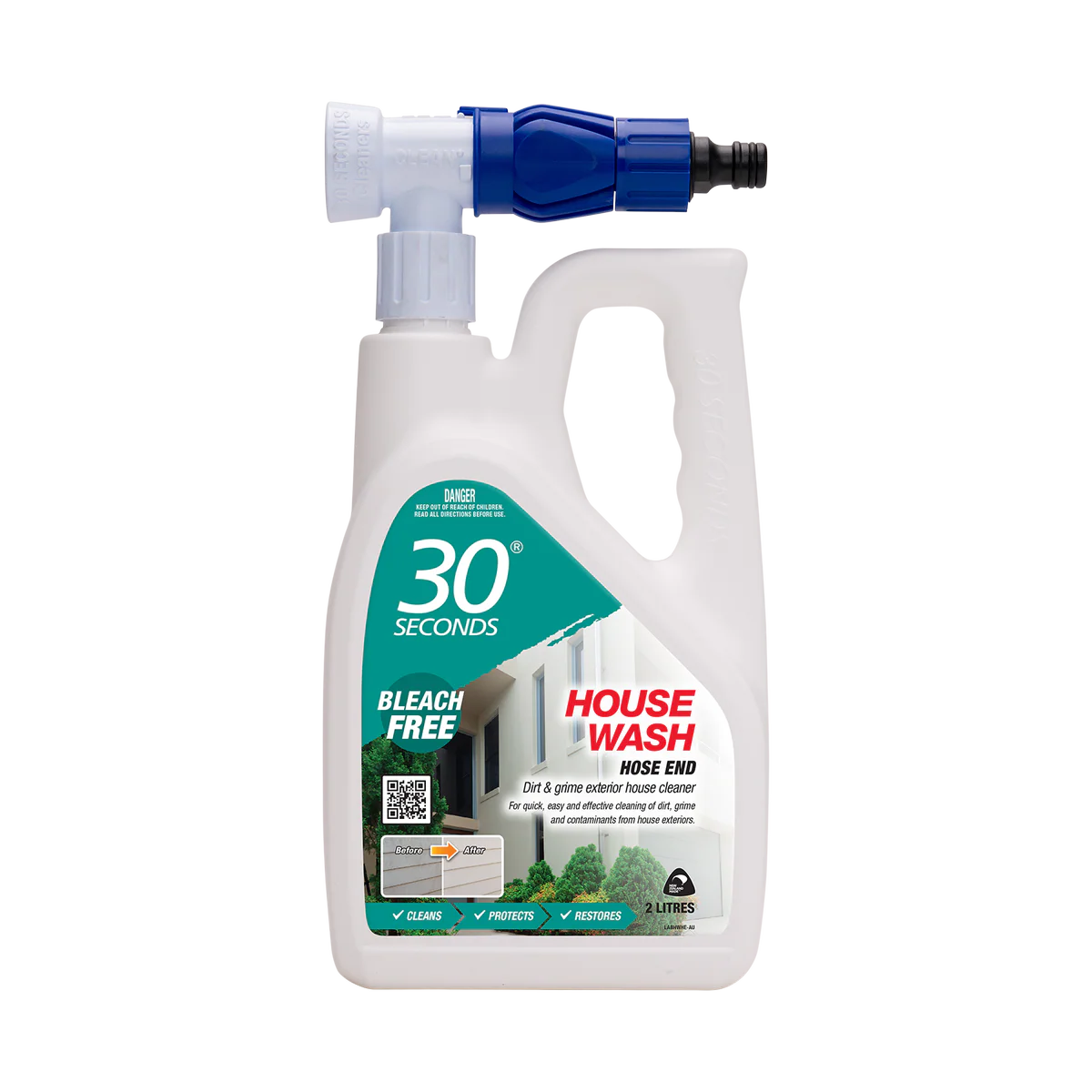 30 Seconds House Wash - 2L Hose End Bottle - Biodegradable - Safe for Plants