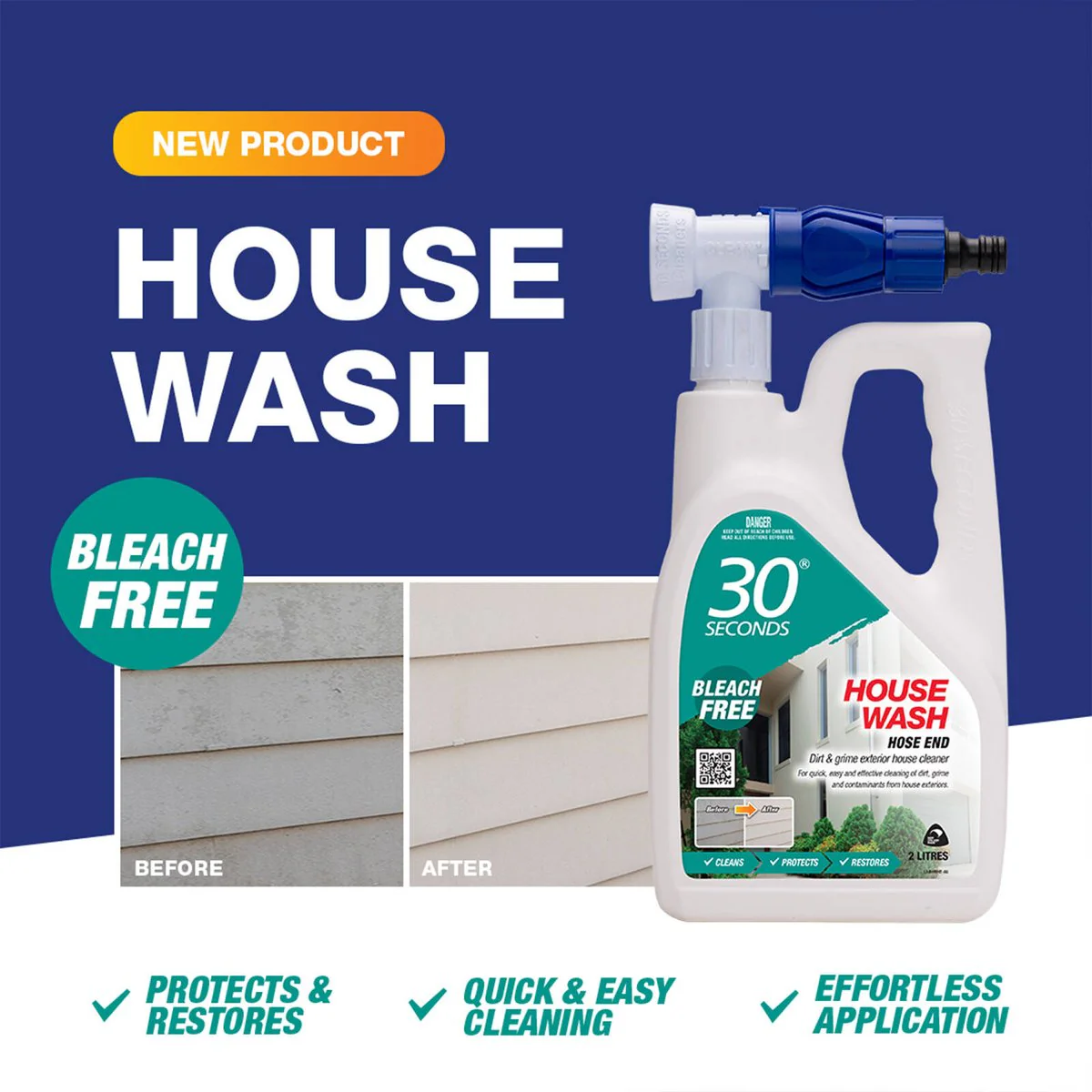 30 Seconds House Wash - 2L Hose End Bottle - Biodegradable - Safe for Plants - Image 3
