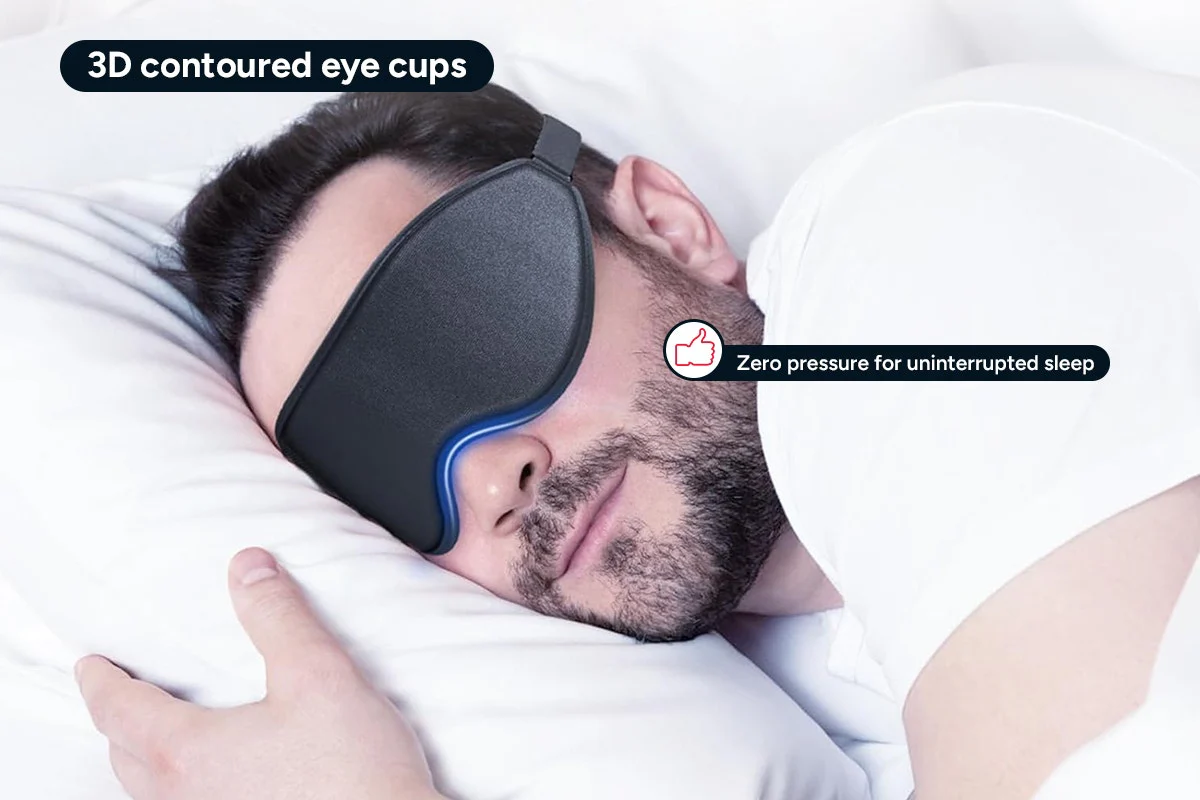 3D Sleep Mask Set - Light Blocking, Comfortable Eye Cups, 2 Pack - Image 5