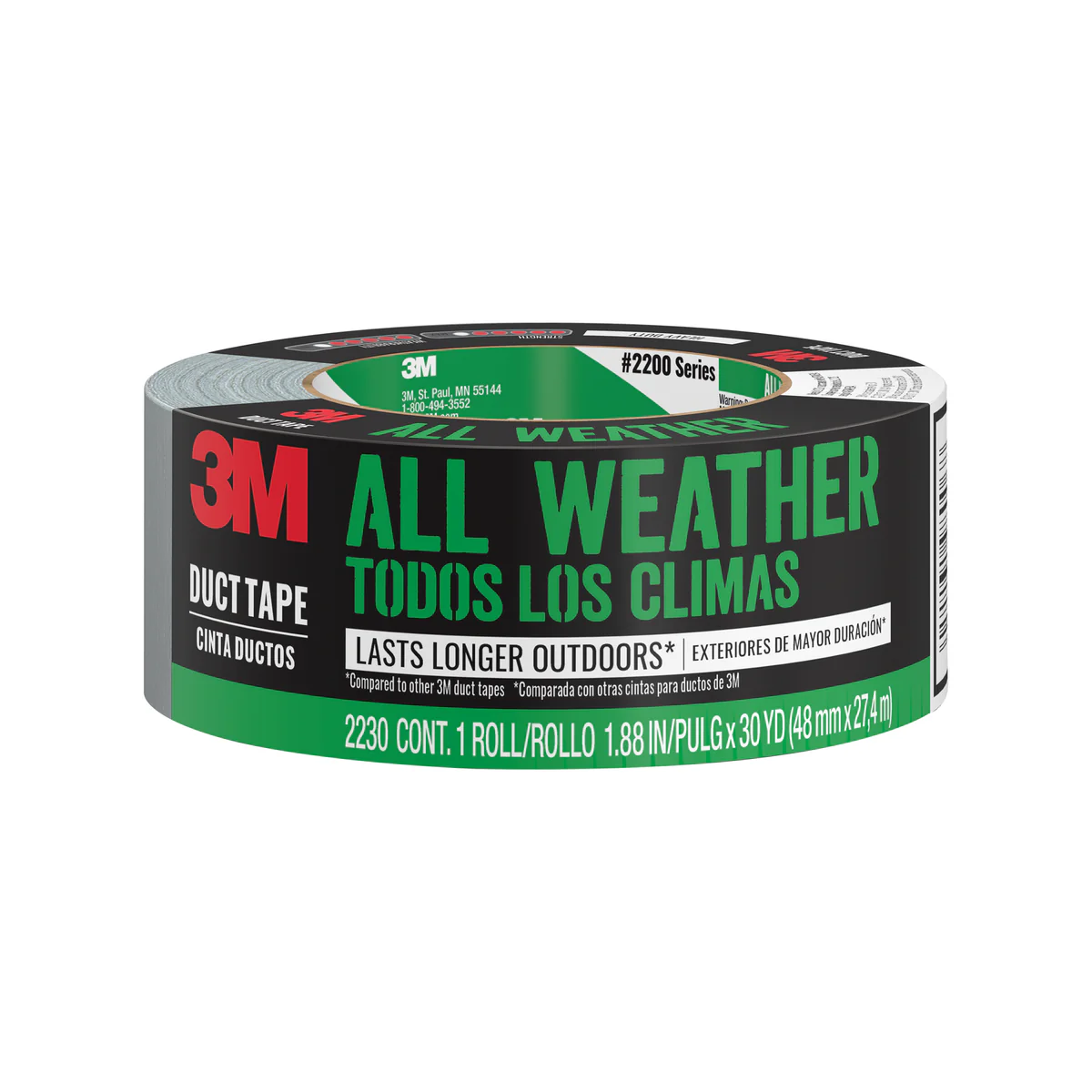 3M All Weather Duct Tape - 48mm x 22m - Silver - Flexible & Durable