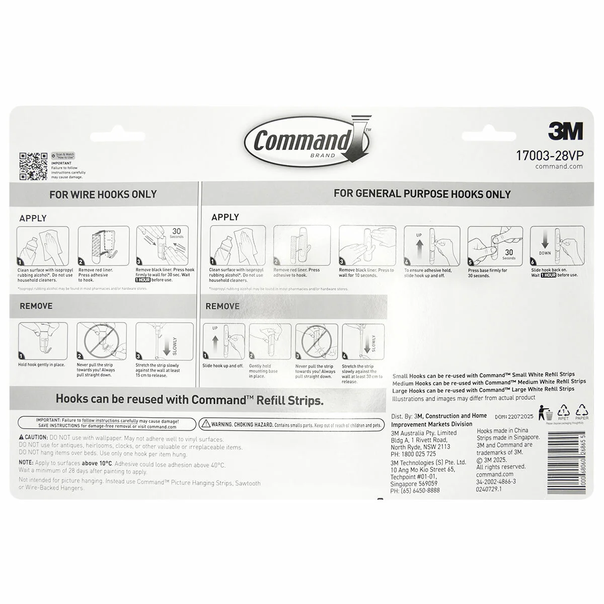 3M Command 28 Hooks Value Pack Damage-Free White Plastic 7100379891 - Image 6