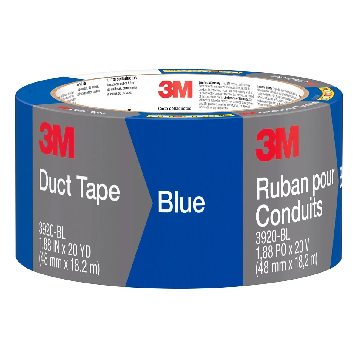 3M Duct Tape Blue - 48mm x 18.2m - High Adhesion All-Purpose Repair Tape