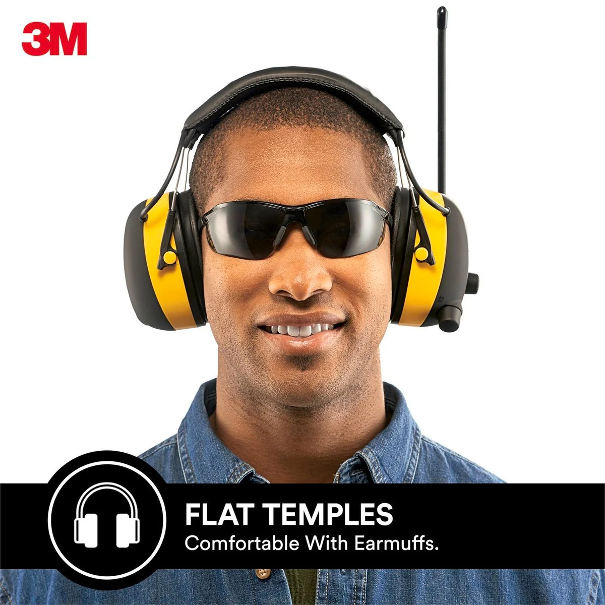 3M Flat Temple Safety Glasses Black - 1 Pack - Composite - UV Protection - Image 3