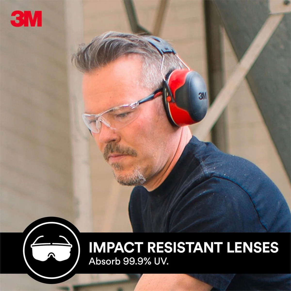 3M Flat Temple Safety Glasses Clear - 1 Pack - Composite - UV Protection - Image 5