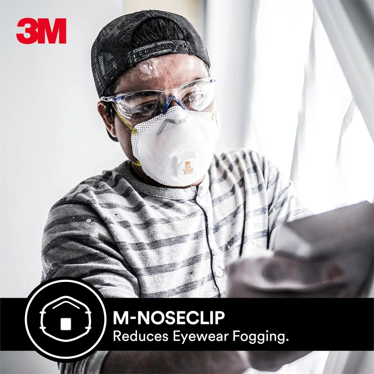 3M P2 Sanding and Fibreglass Respirators - 2 Pack - Polypropylene - Valved - Image 4