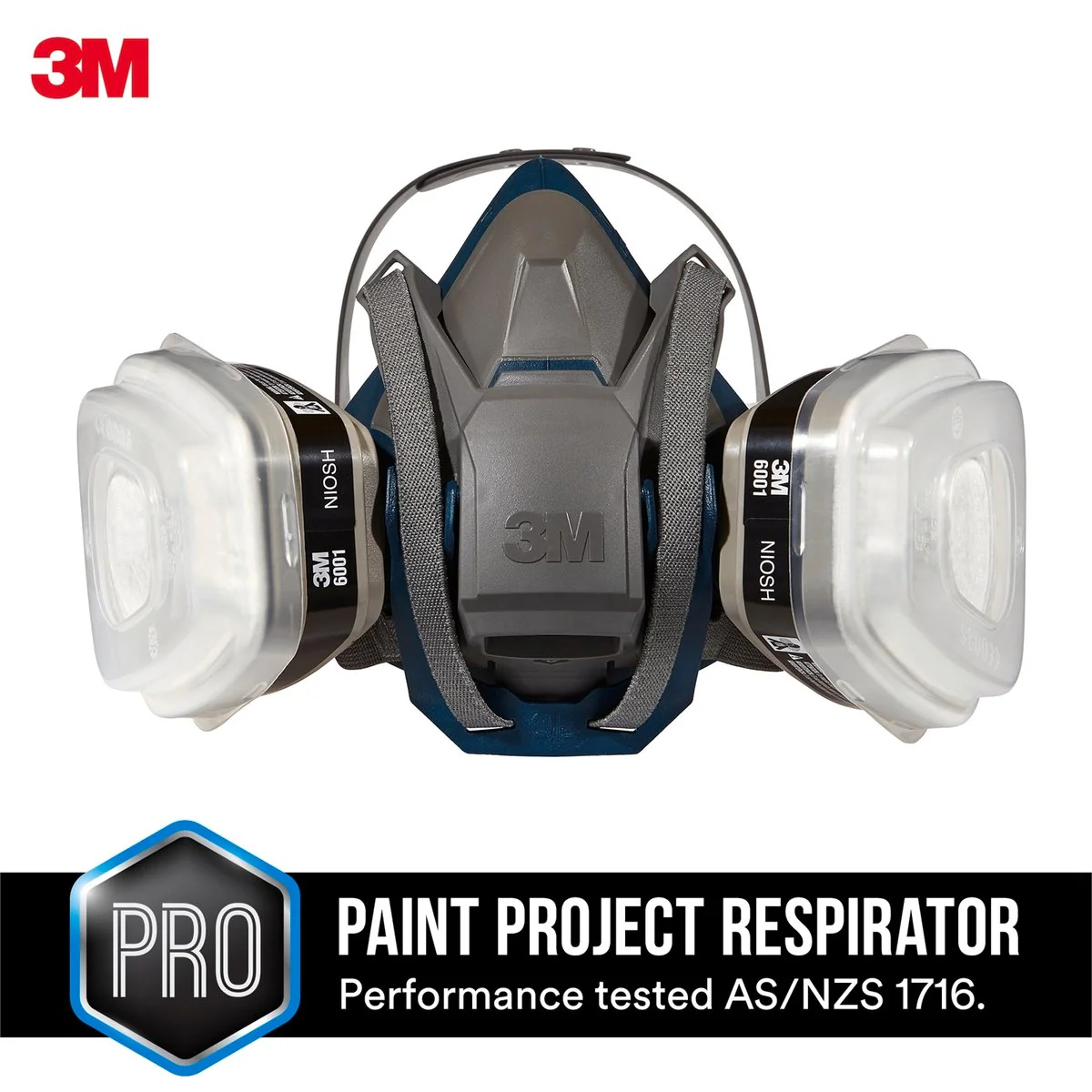 3M Painters Project Quick Latch Respirator - 1 Pair - 254mm x 244mm - Black - Image 3