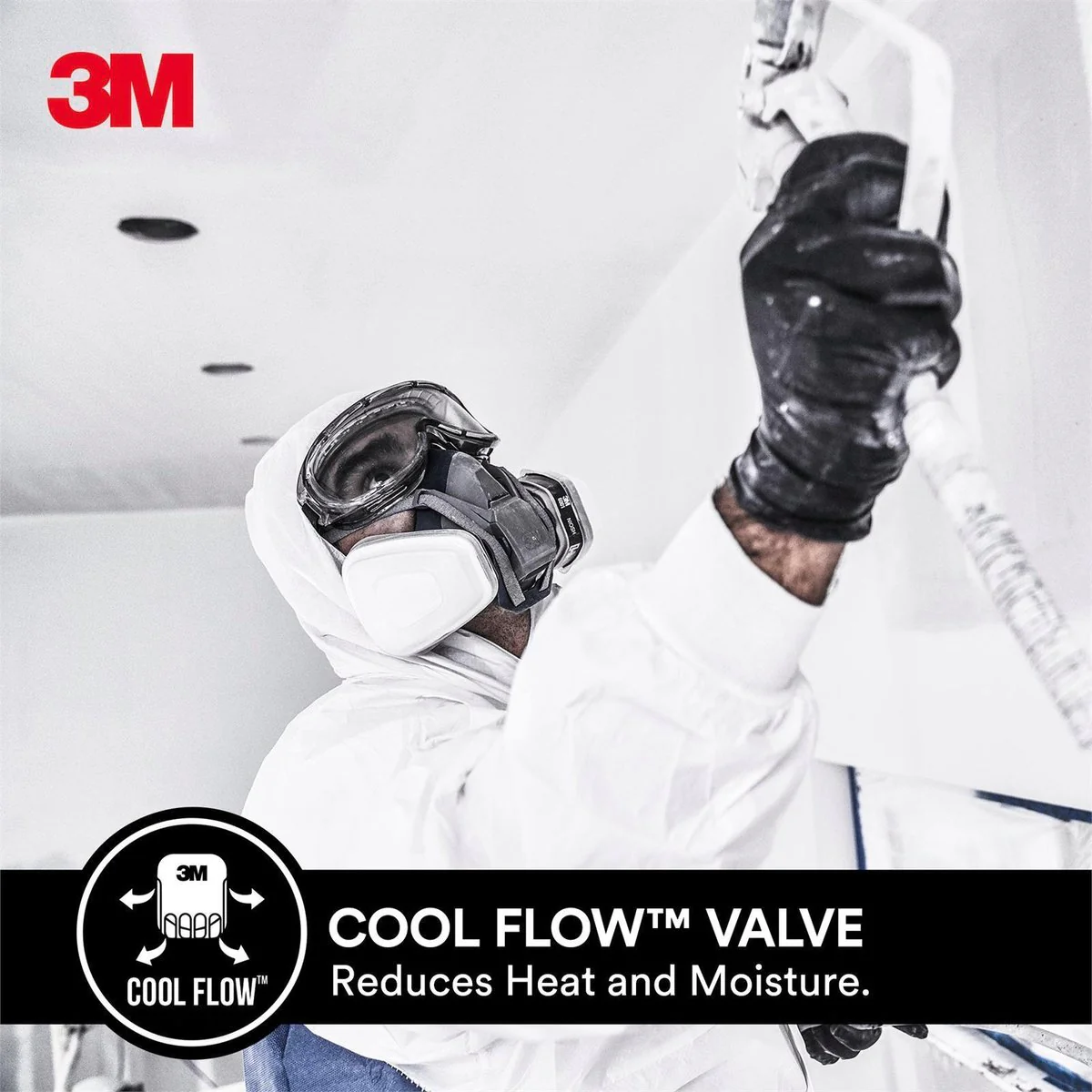 3M Painters Project Quick Latch Respirator - 1 Pair - 254mm x 244mm - Black - Image 5