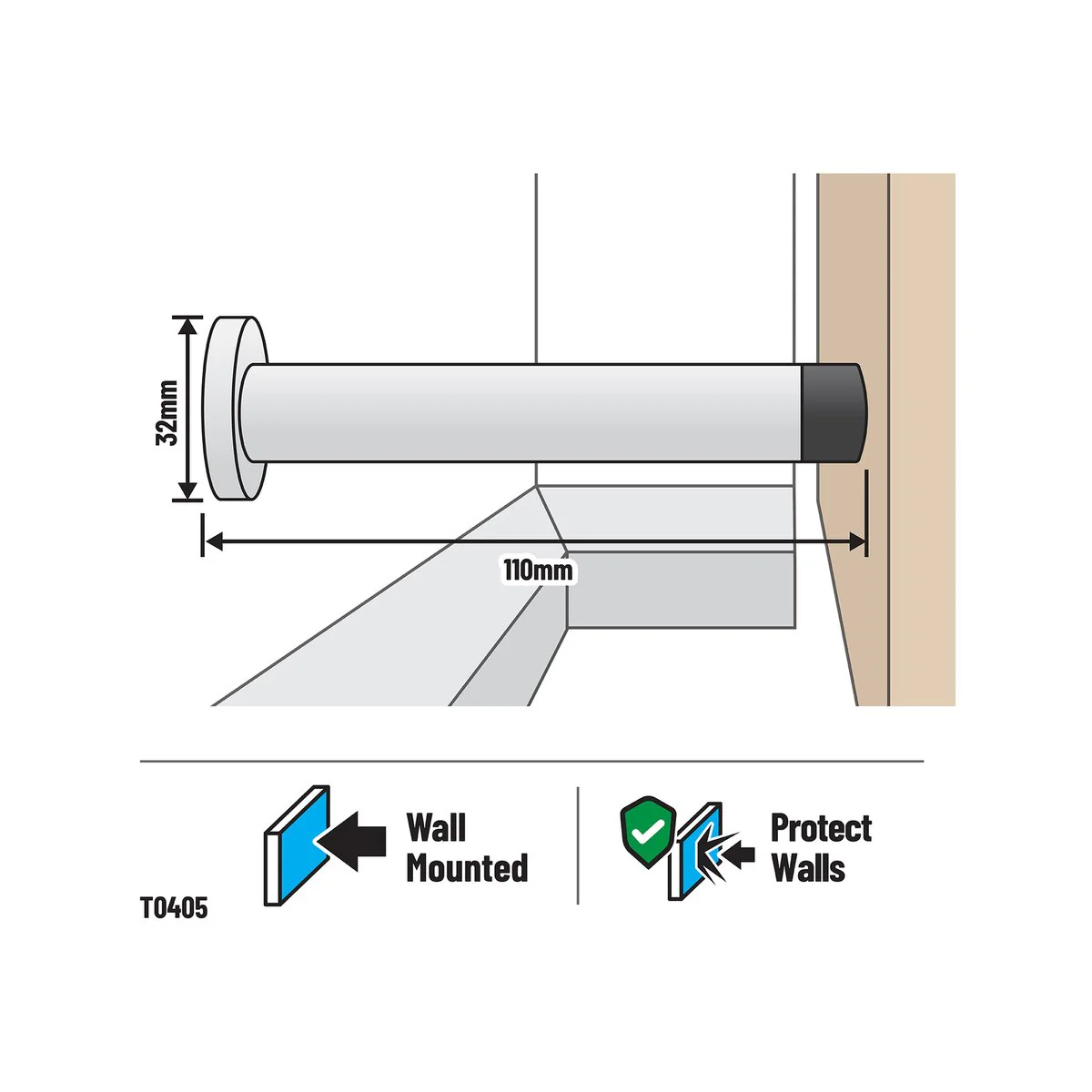 Adoored 110mm White Monument Door Stop T0405 - Wall Protection - Easy Install - Image 2
