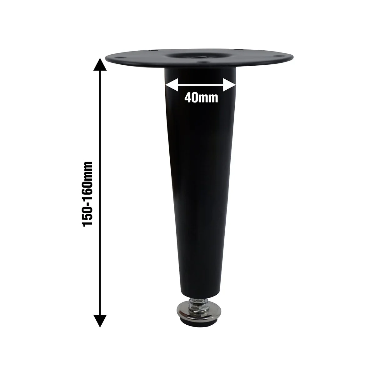 Adoored 150mm Black Tapered Metal Legs - 4 Pack - Durable Steel Design - Image 2