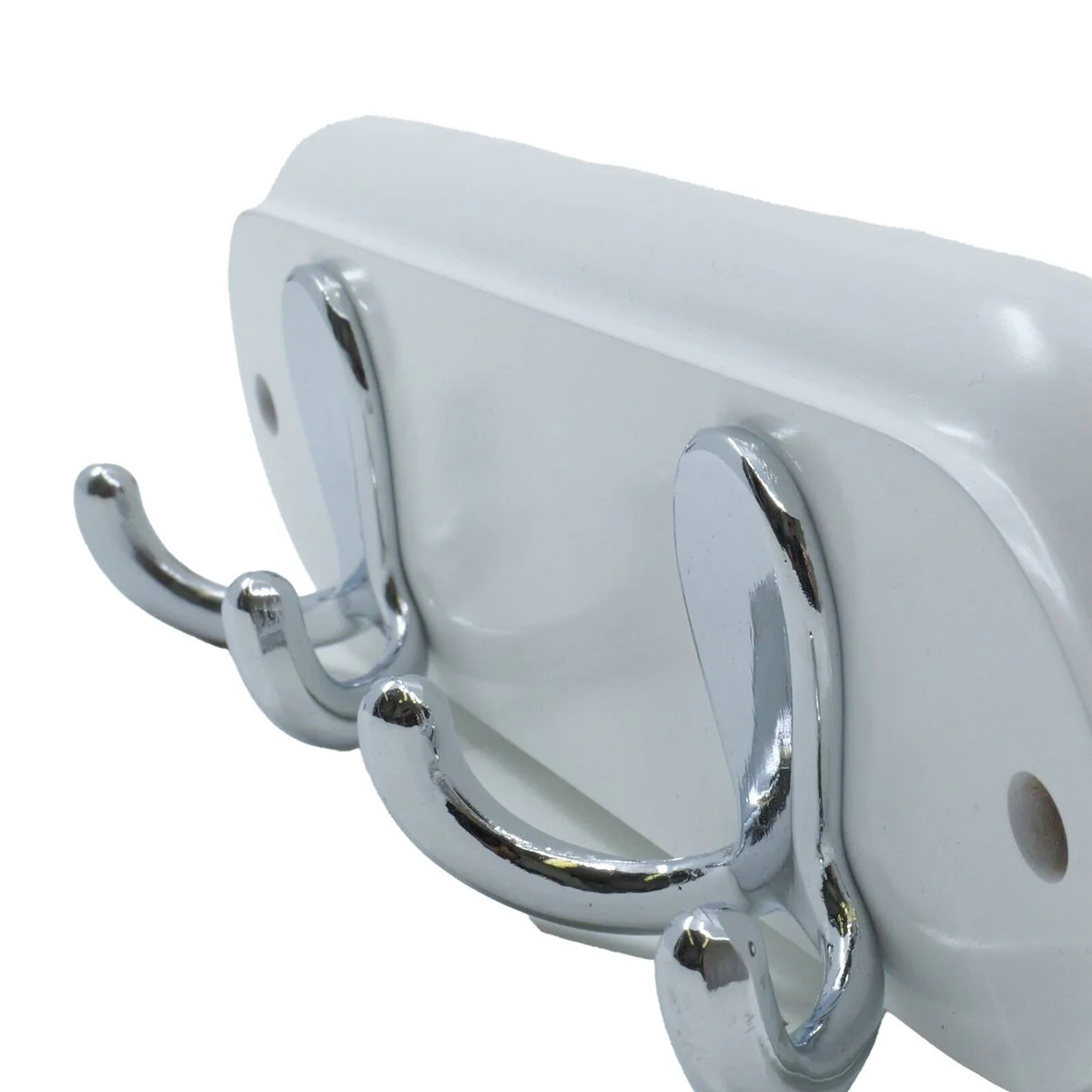 Adoored 2 Double Chrome Hook Rack - 225mm x 70mm x 70mm - White/Chrome - Durable - Image 2
