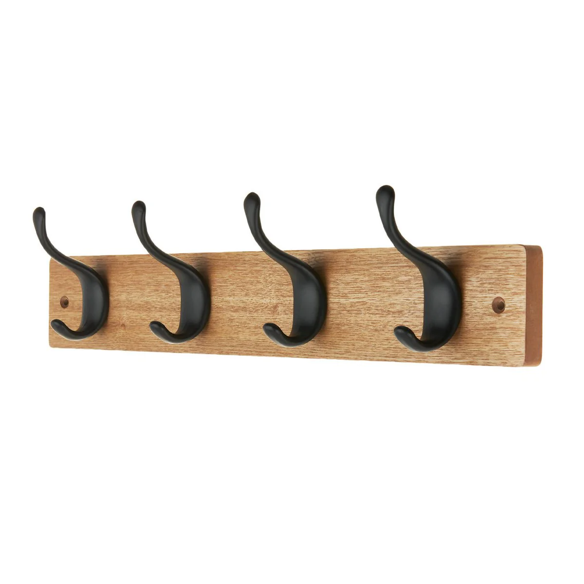 Adoored 4 Double Black Hook Pine Board Deco Hook Rack - 460mm - Natural Pine Finish - Image 2