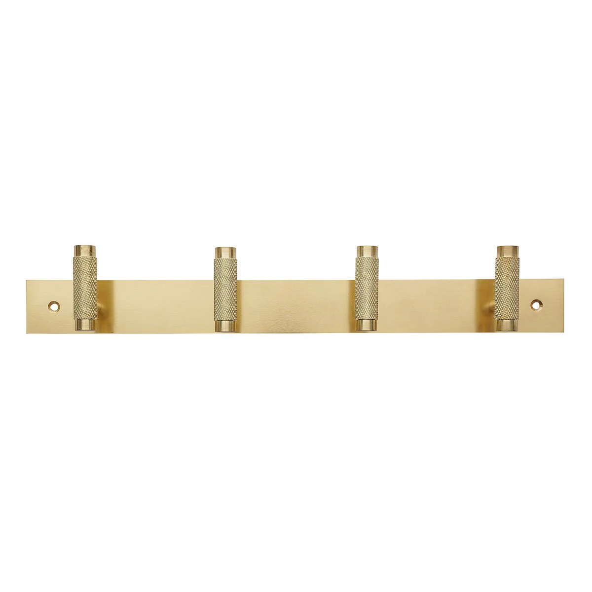 Adoored 4 Hook Brass Knurled Deco Hook Rack - 400mm x 40mm x 65mm - Durable