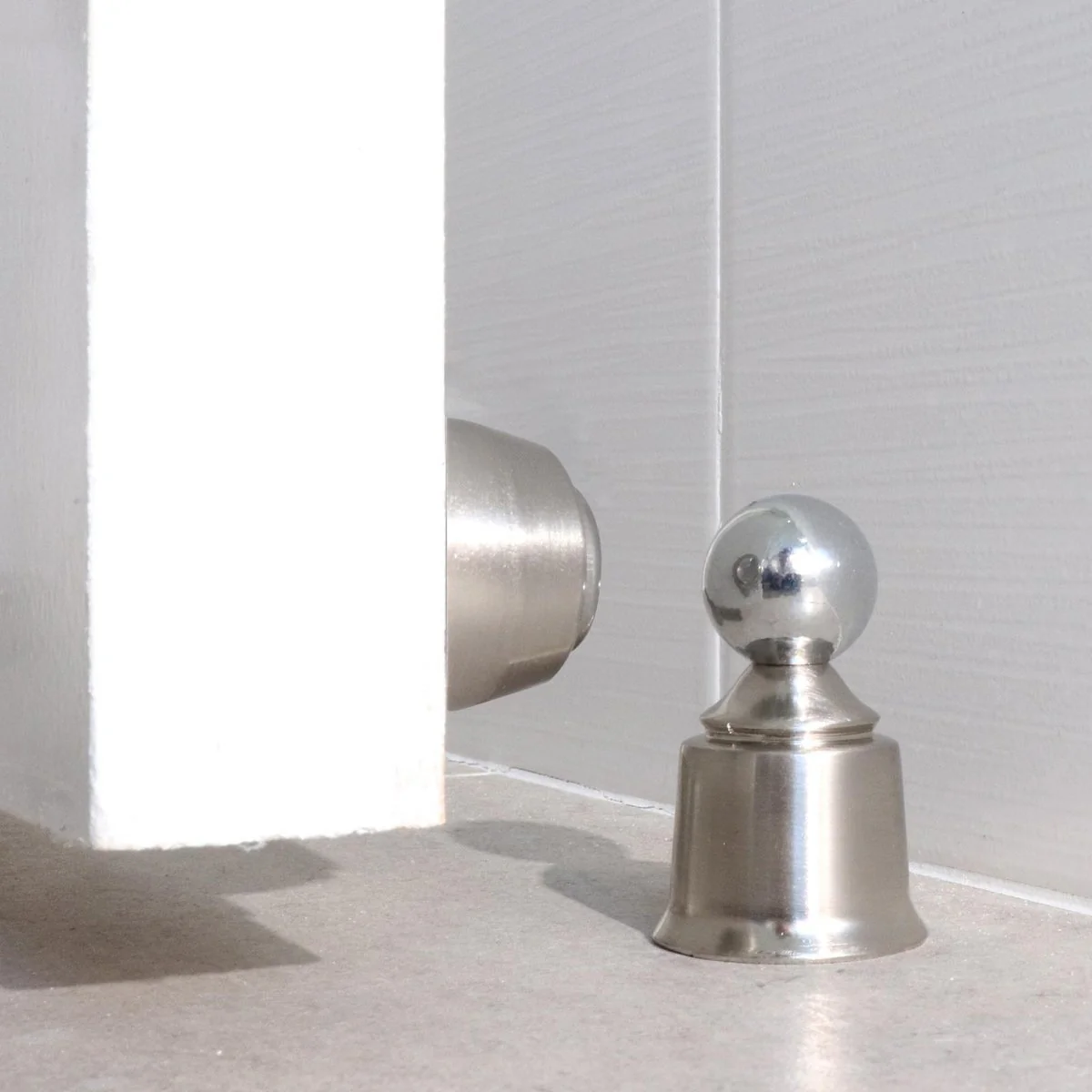 Adoored 75mm Chrome Satin Sphere Door Stop - Shock Absorbing - Easy Install - Image 2