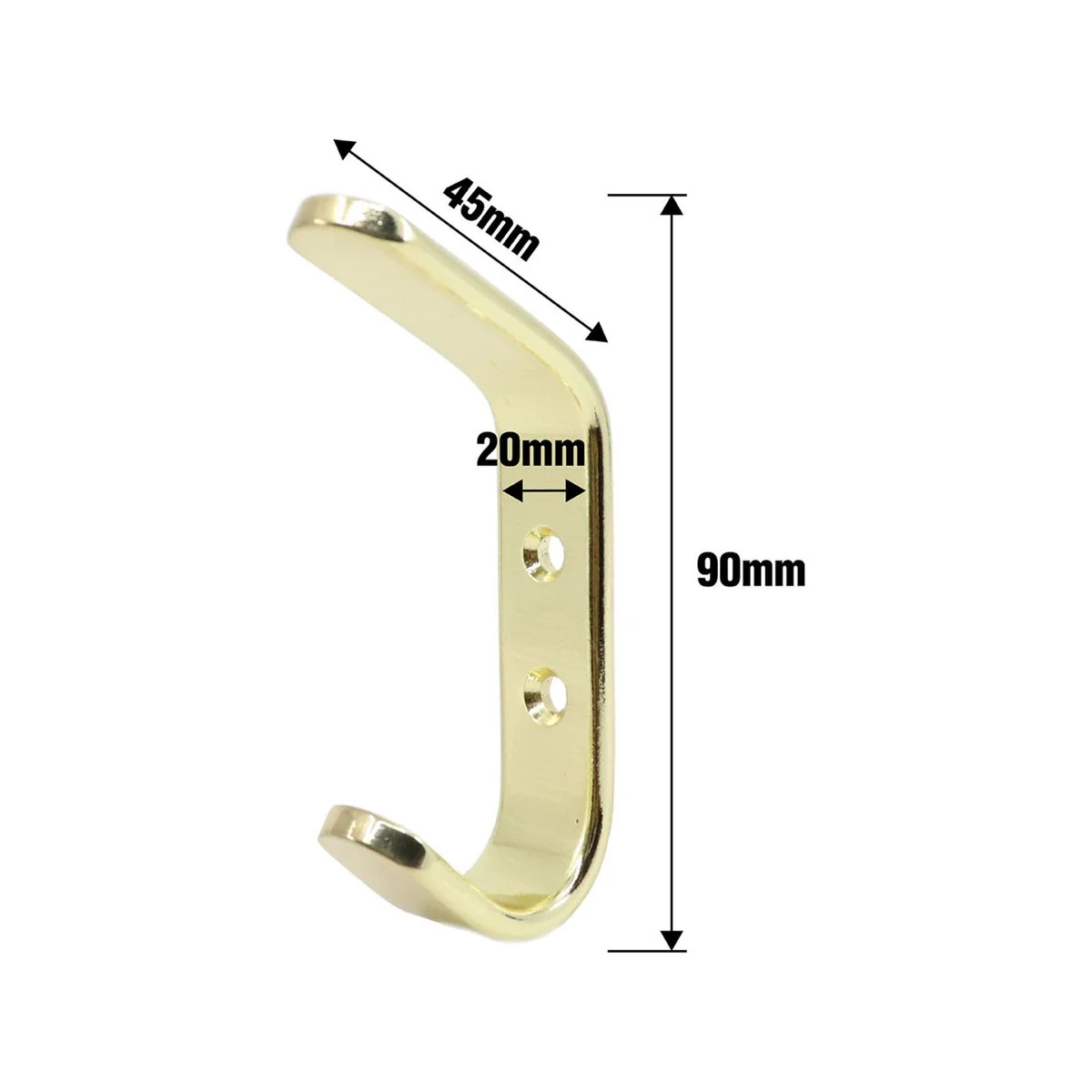 Adoored Brushed Brass Nuvo Deco Hook - 25mm x 80mm x 50mm - Durable Design - Image 2