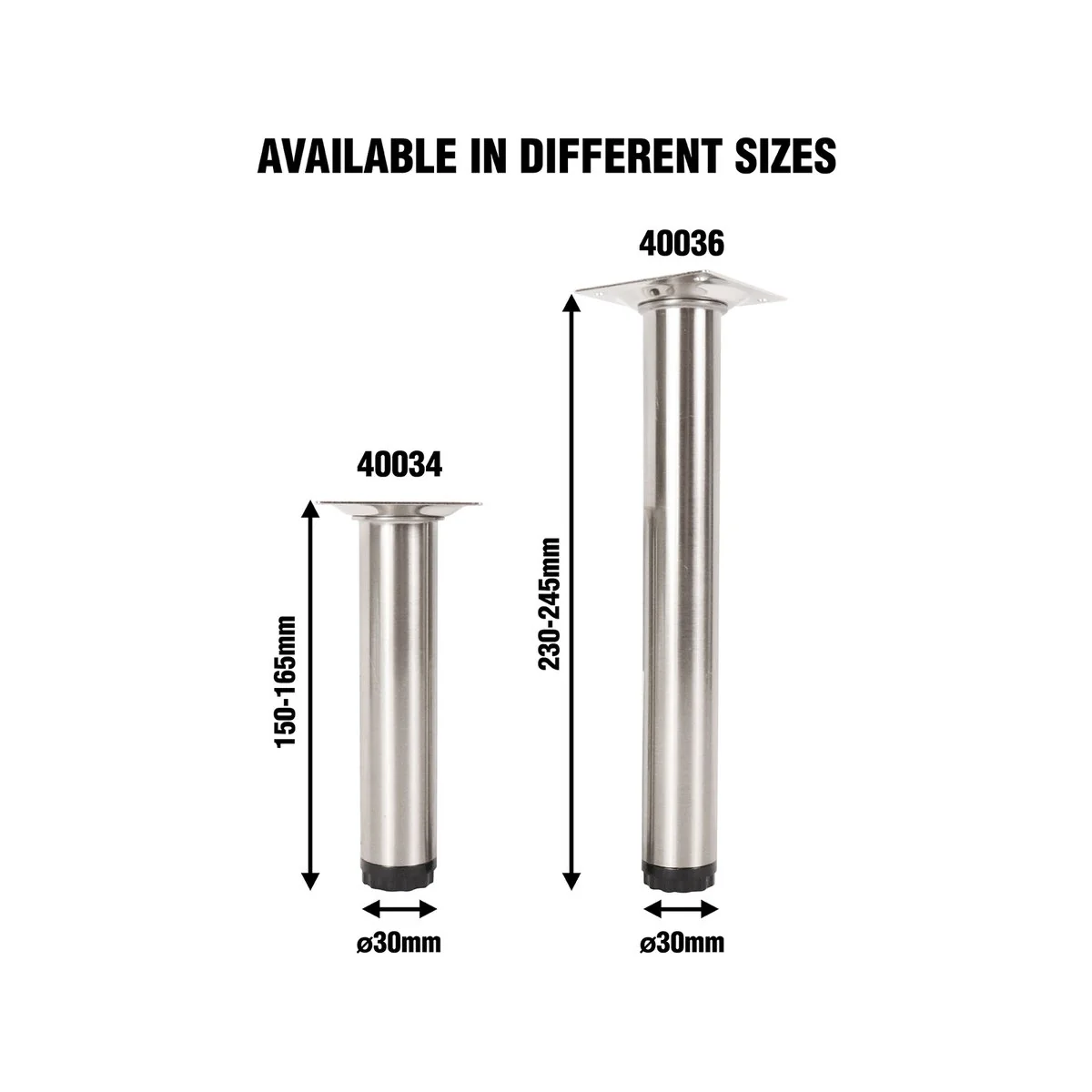 Adoored Furniture Leg - 30 x 150mm - Steel - Brushed Nickel - Image 5