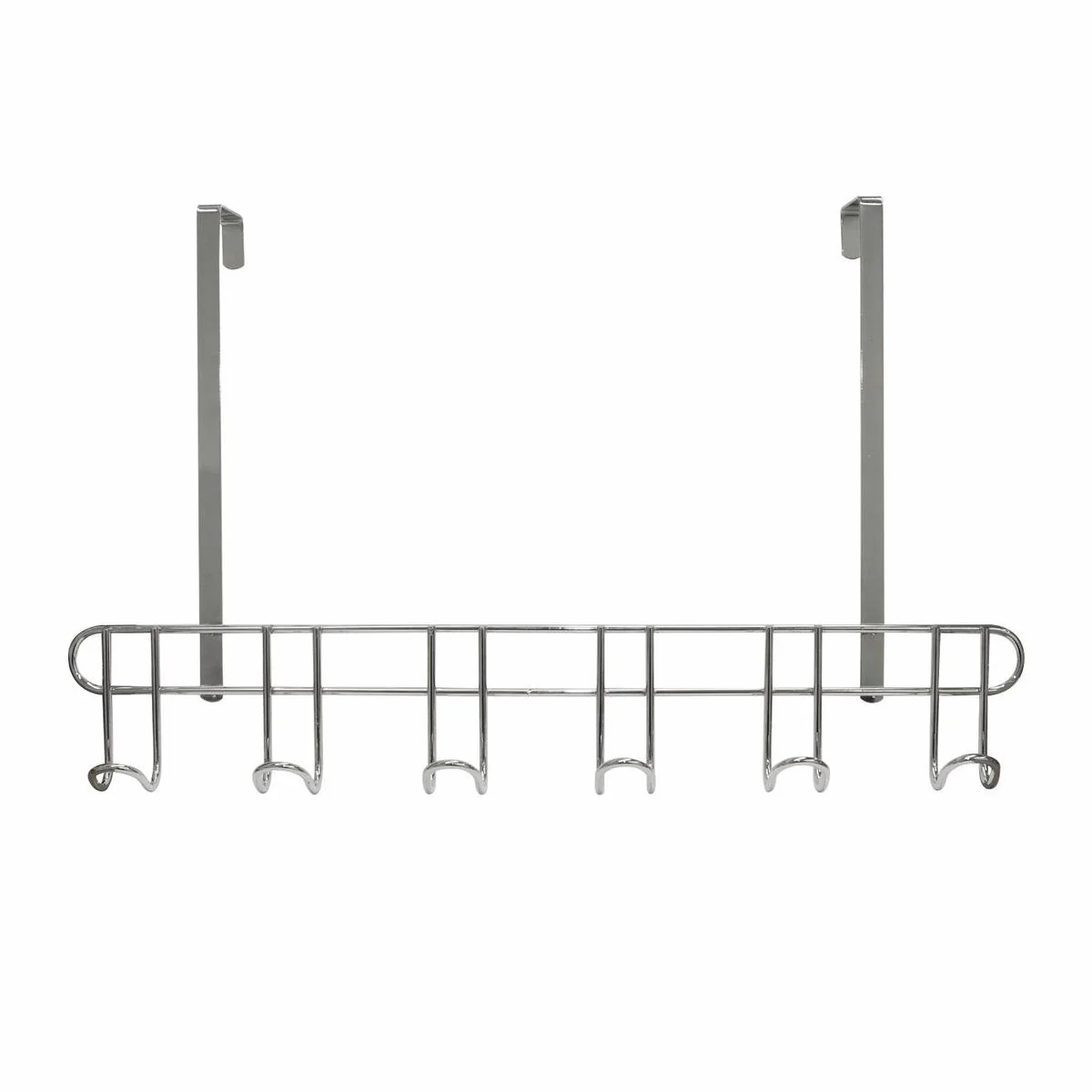 Adoored Hook Rack - 6 Hooks - Polished Chrome - Over the Door