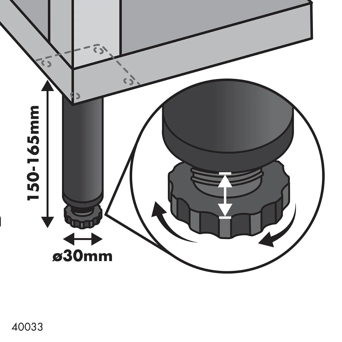 Adoored Table Leg - 30 x 150mm - Steel - Modern Design - Image 2
