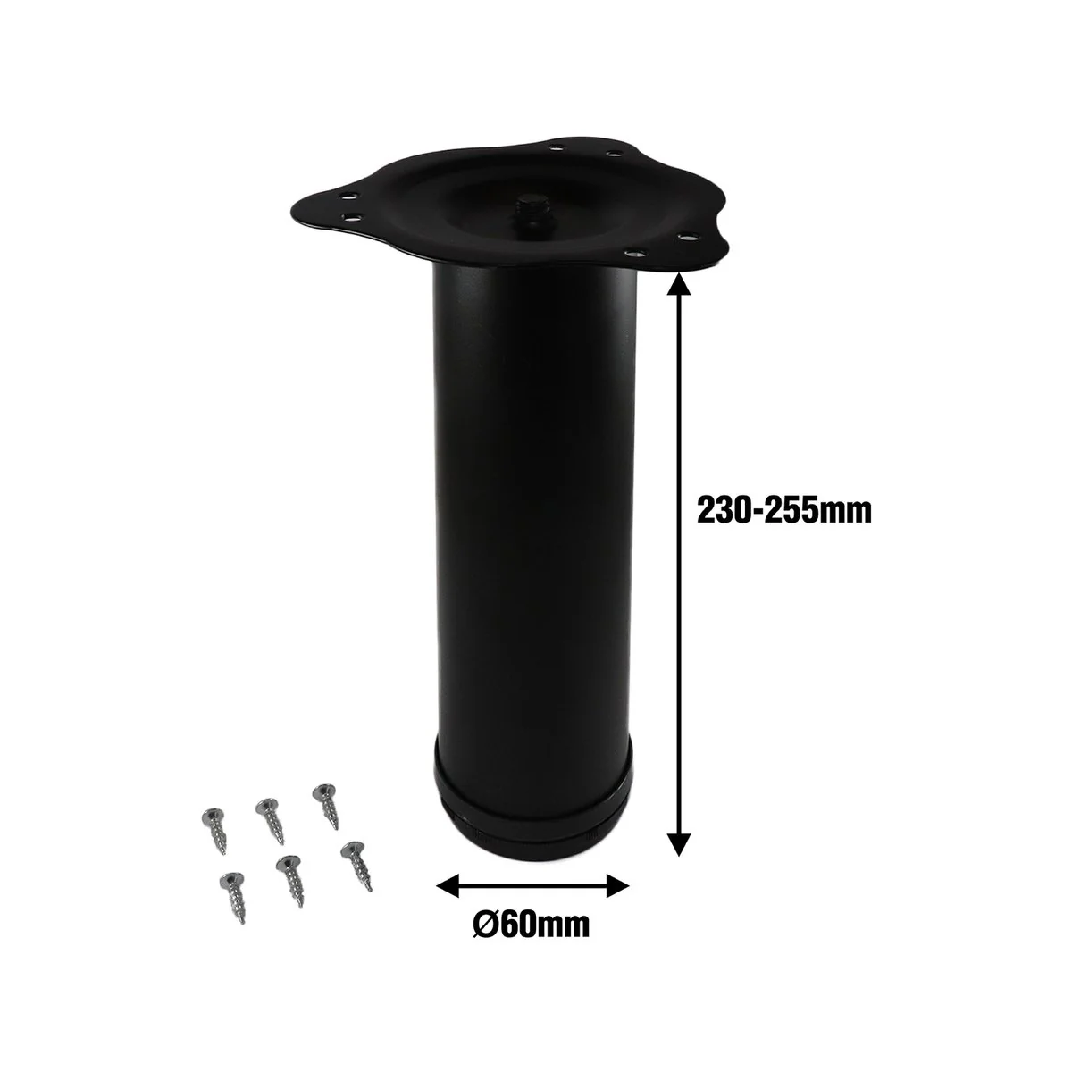 Adoored Table Leg - 60 x 230mm - Steel - Black Round Design - Image 3