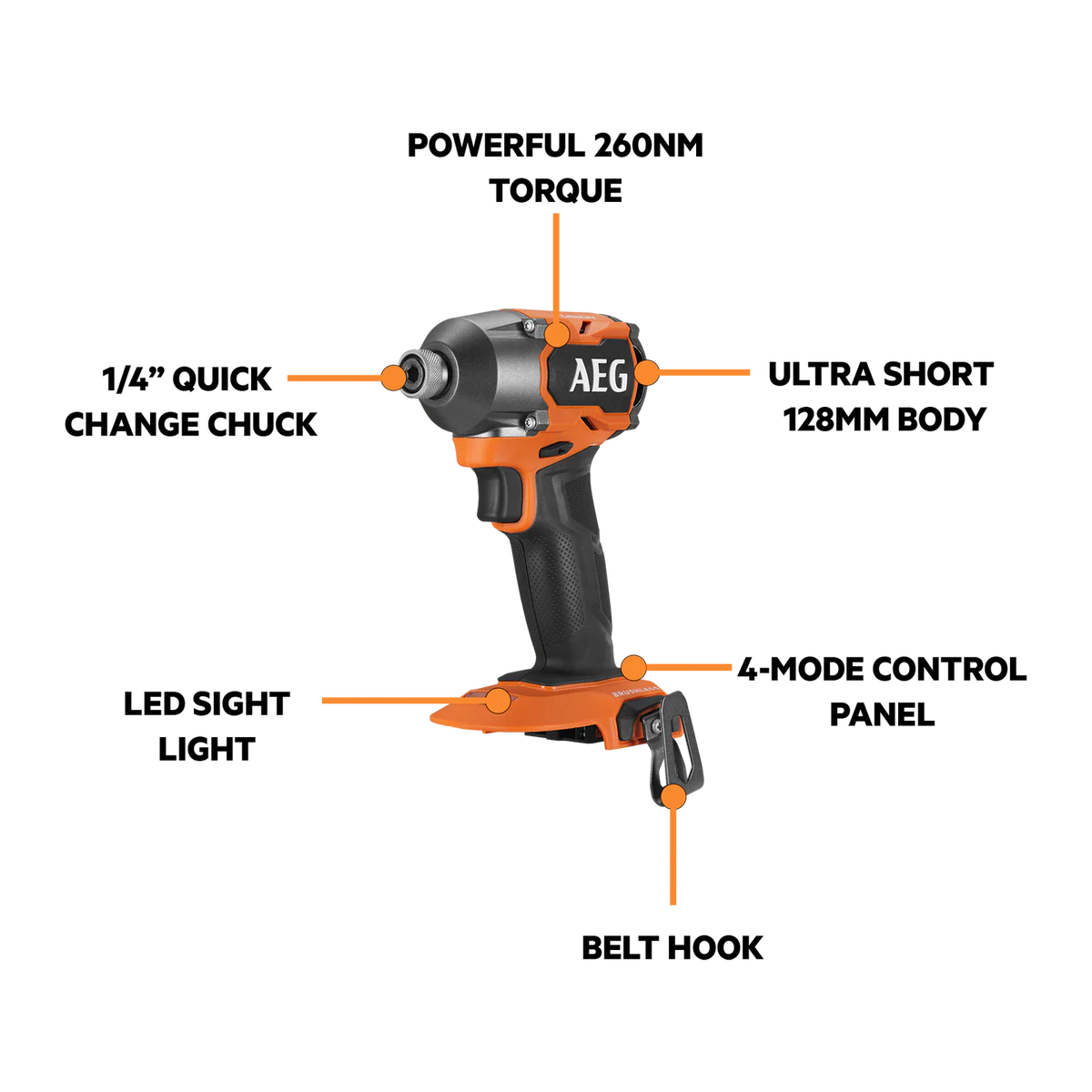 AEG 18V Fusion Impact Driver - 4 Mode - 260Nm Torque - Compact Design - Image 2