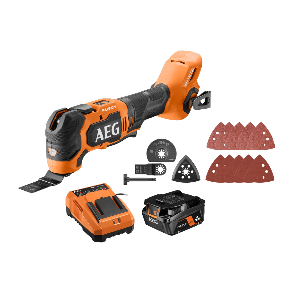 AEG 18V Fusion Multi Function Tool Kit - 4Ah Battery - 158mm x 147mm x 368mm