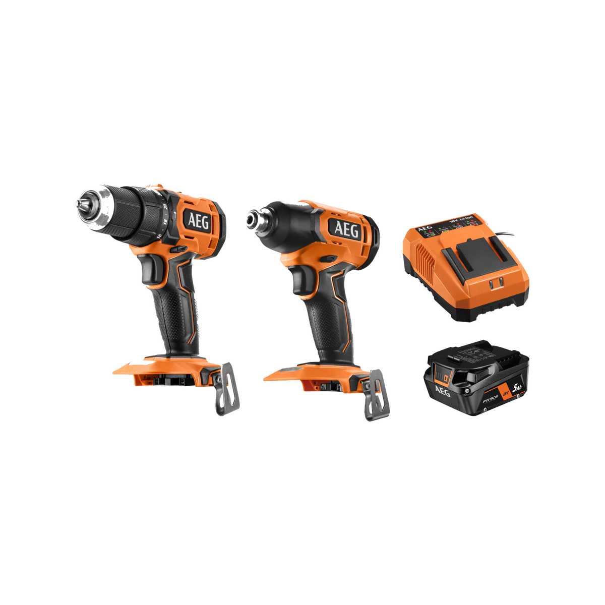 AEG 18V Hammer Drill & Impact Driver Combo Kit - 2 Piece - 5.0Ah Battery
