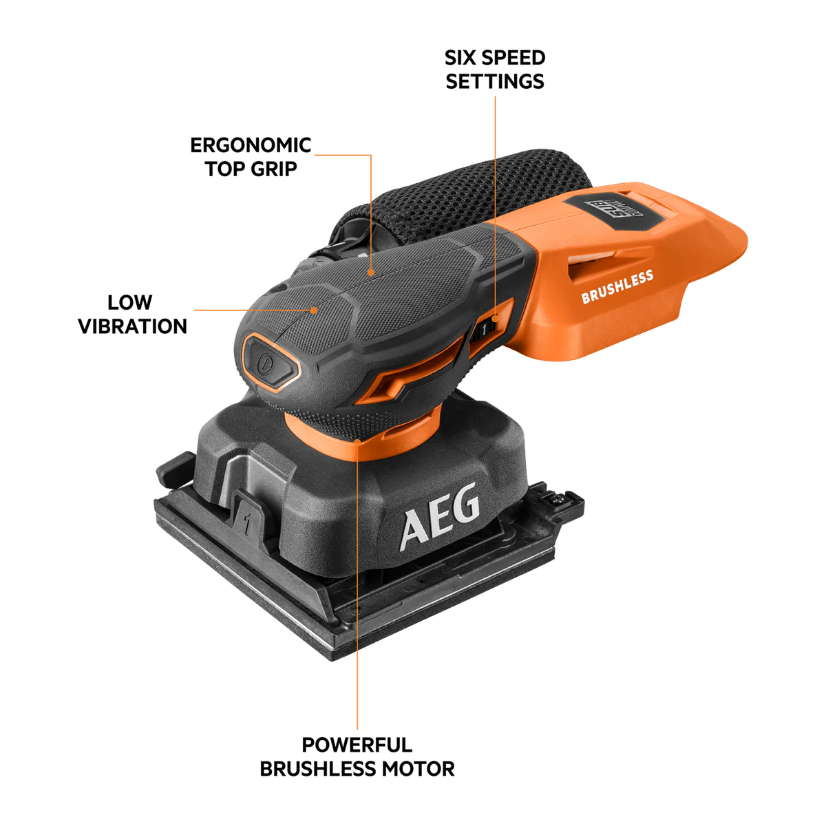 AEG 18V Sub Compact Sheet Sander Skin Only - 160mm x 109mm x 234mm - Precision Sanding Tool - Image 2