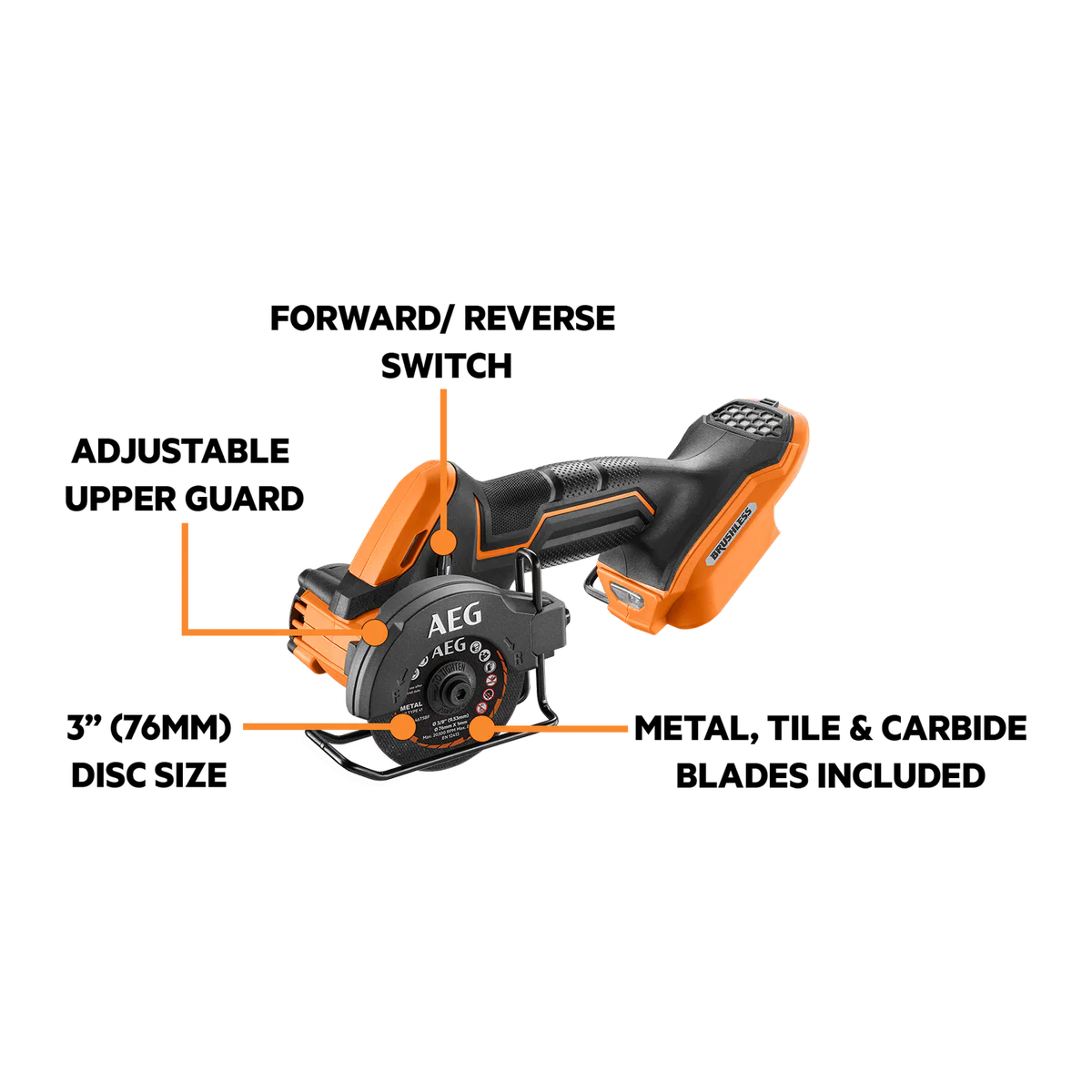 AEG Brushless Cut Off Tool - 3" - Skin Only - Compact & Lightweight - Image 2