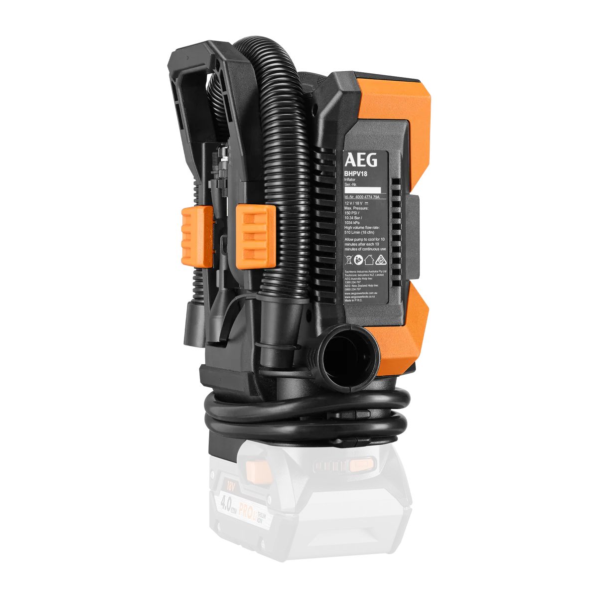 AEG High Pressure/Volume Inflator - 18V/12V - LED Light - Compact Design - Image 4