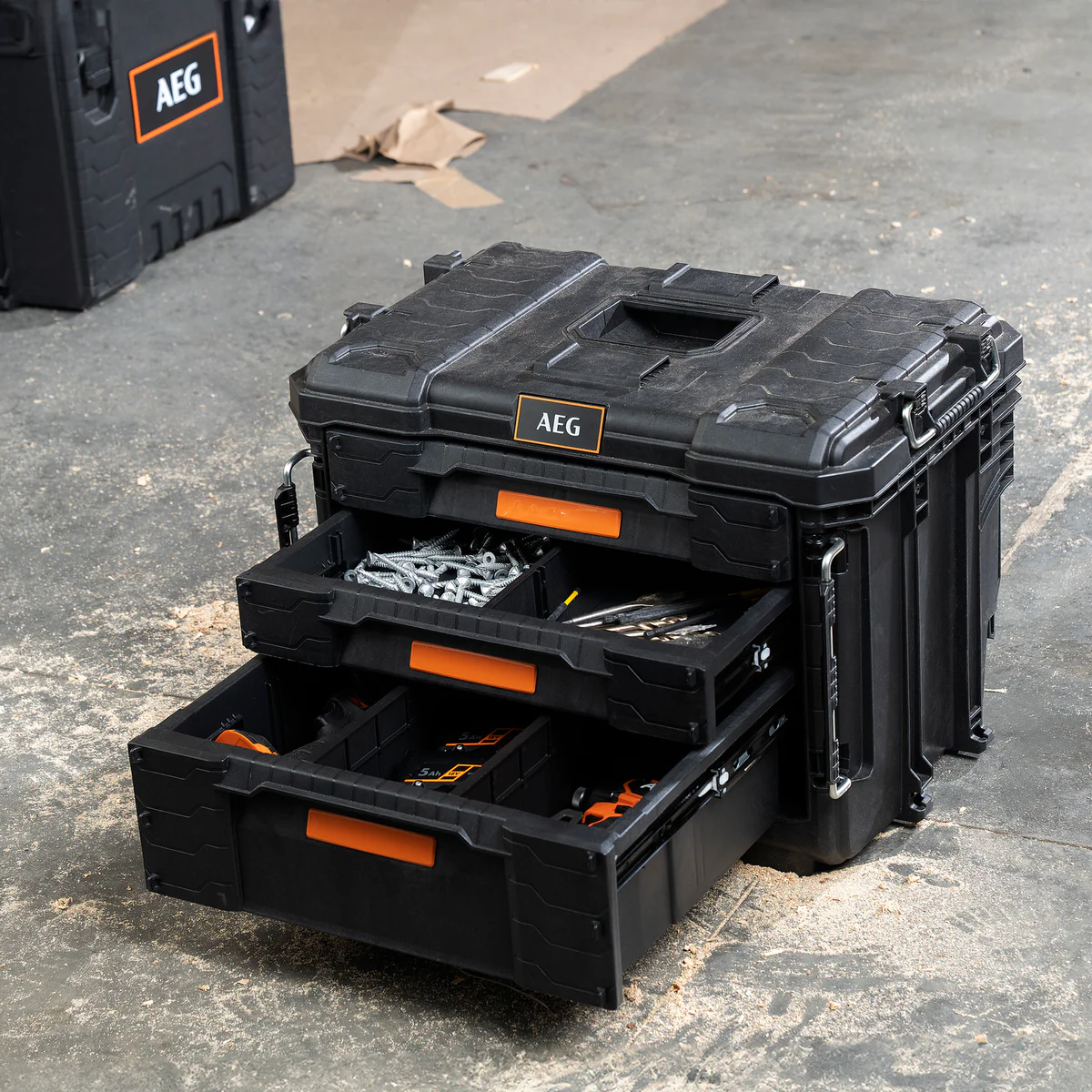 AEG Quickstack 2.0 3-Drawer Toolbox - 385mm x 411mm x 566mm - Durable Storage - Image 3