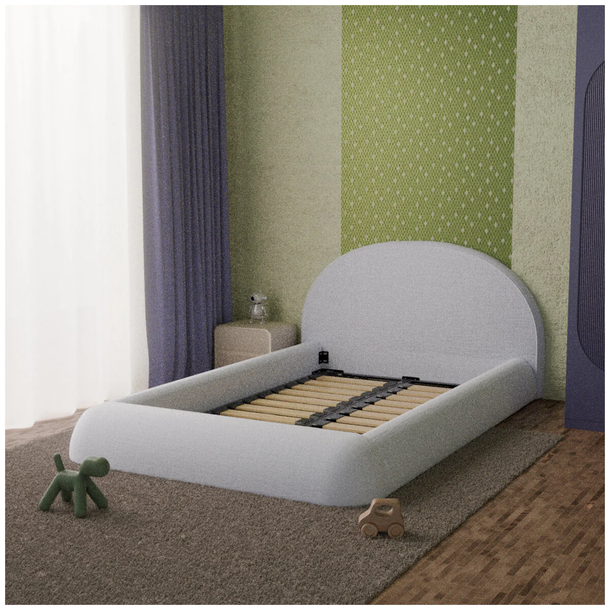 Aesthetik Kids King Single Upholstered Bed AK642524Z Grey Stylish - Image 17