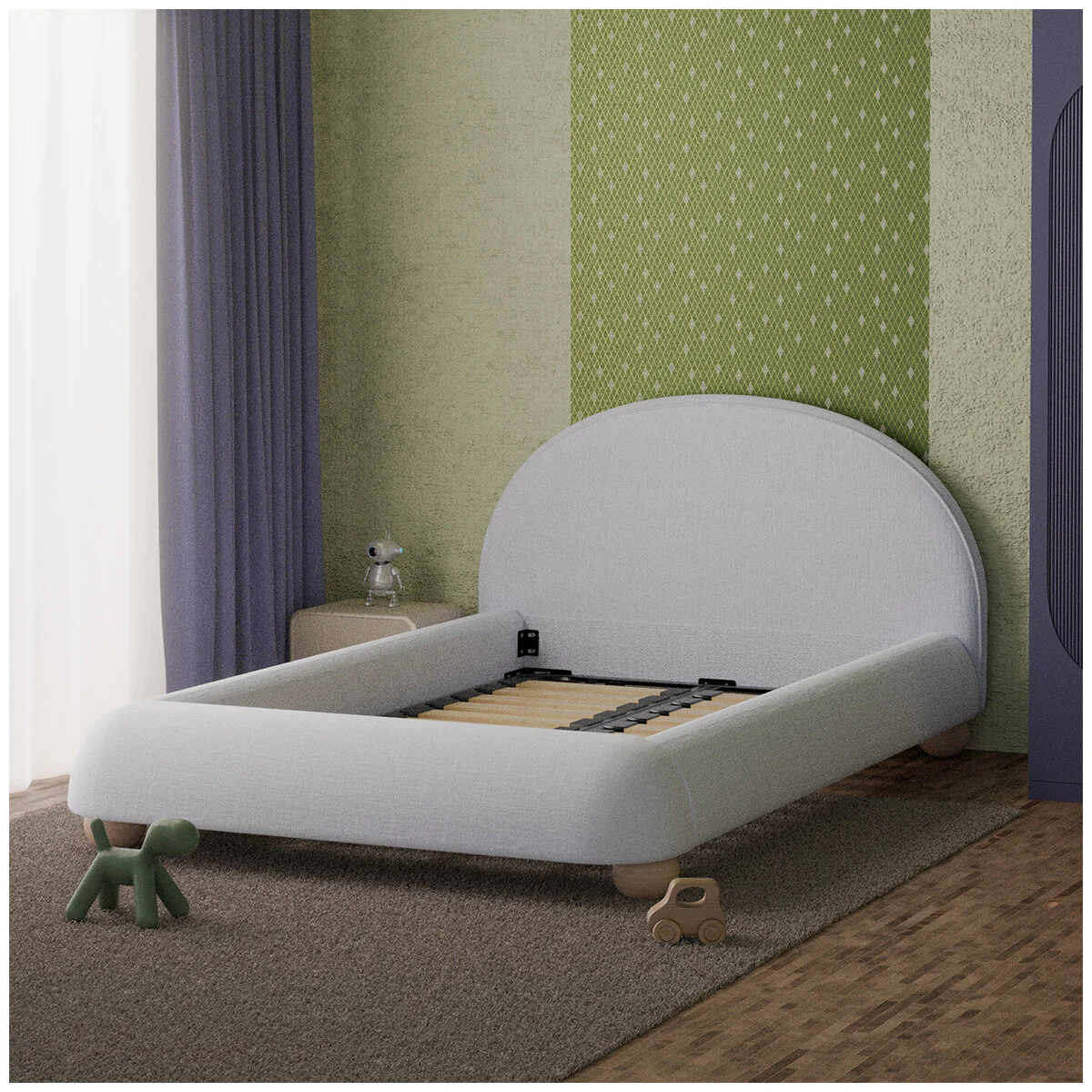 Aesthetik Kids King Single Upholstered Bed AK642524Z Grey Stylish - Image 18