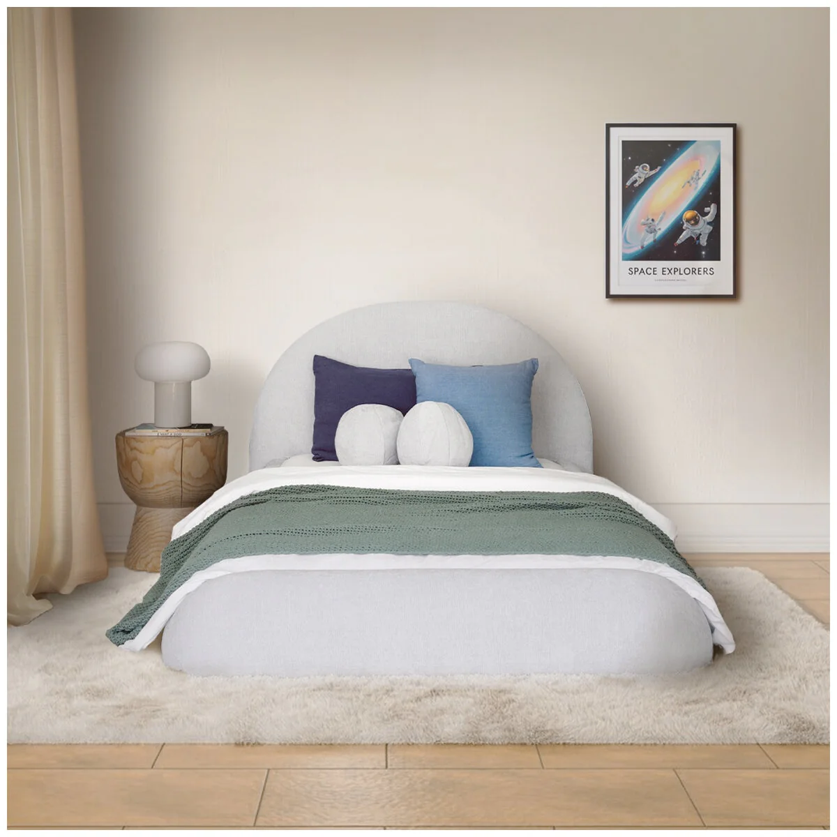 Aesthetik Kids King Single Upholstered Bed AK642524Z Grey Stylish - Image 3