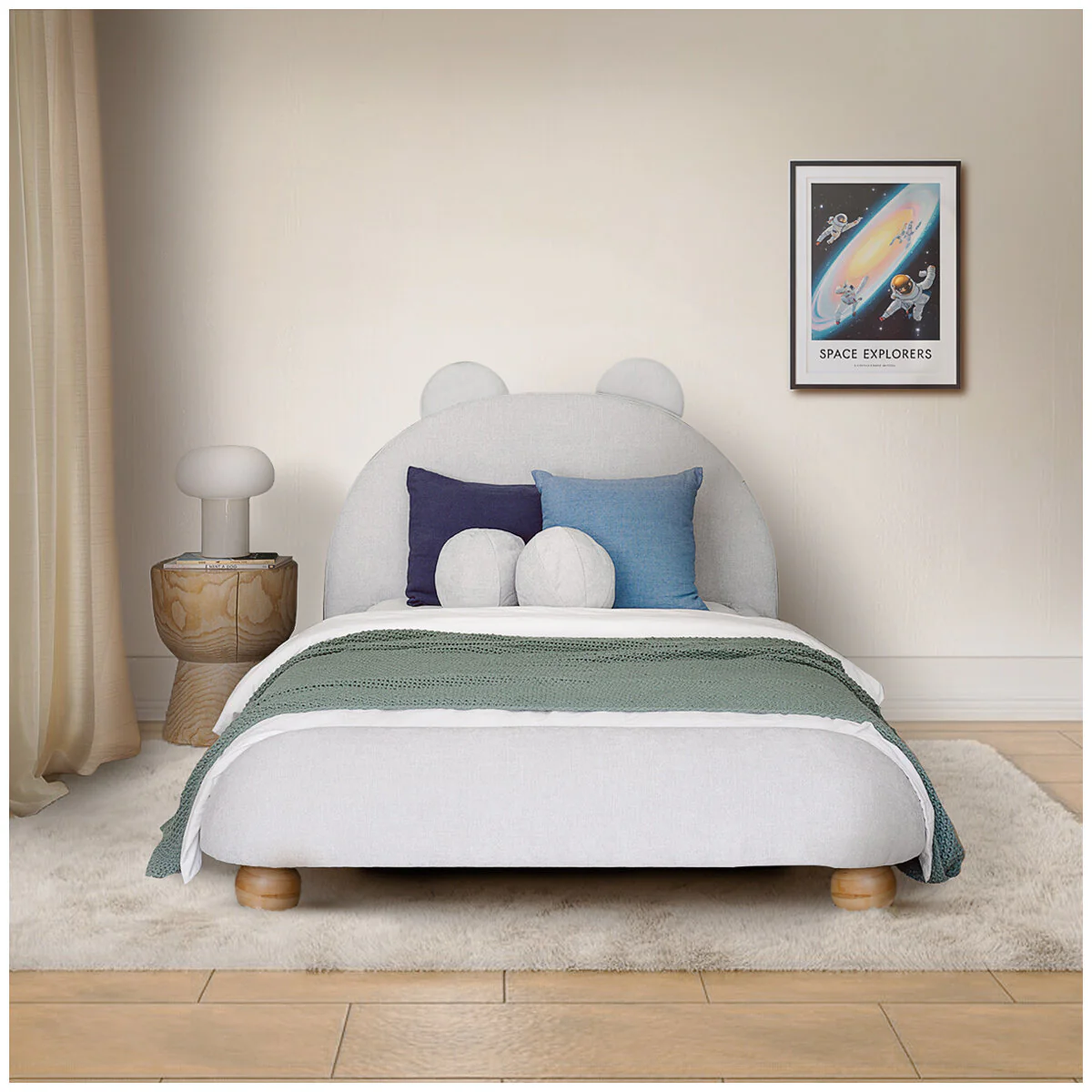 Aesthetik Kids King Single Upholstered Bed AK642524Z Grey Stylish - Image 4