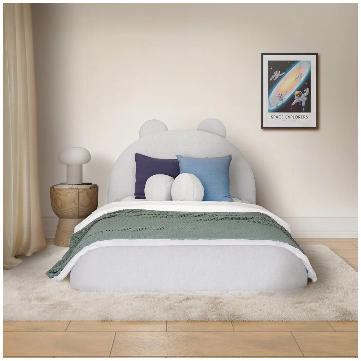 Aesthetik Kids King Single Upholstered Bed AK642524Z Grey Stylish - Image 5