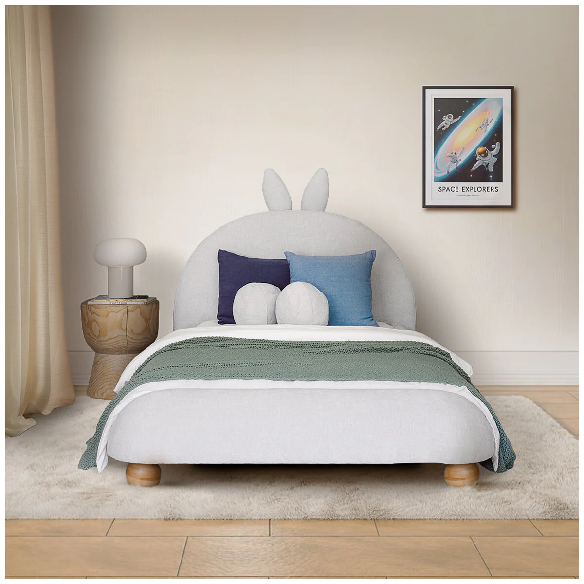 Aesthetik Kids King Single Upholstered Bed AK642524Z Grey Stylish - Image 6