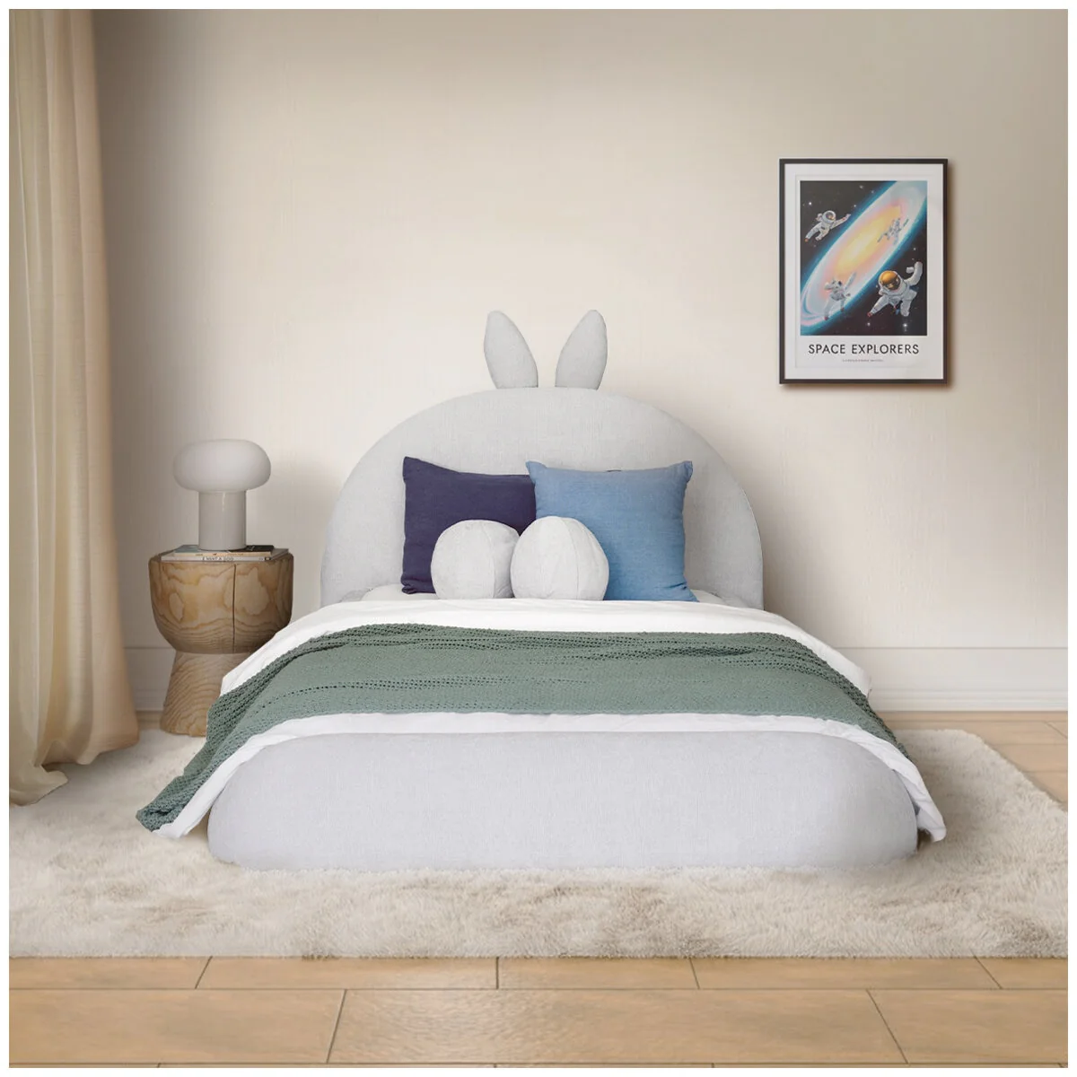 Aesthetik Kids King Single Upholstered Bed AK642524Z Grey Stylish - Image 7