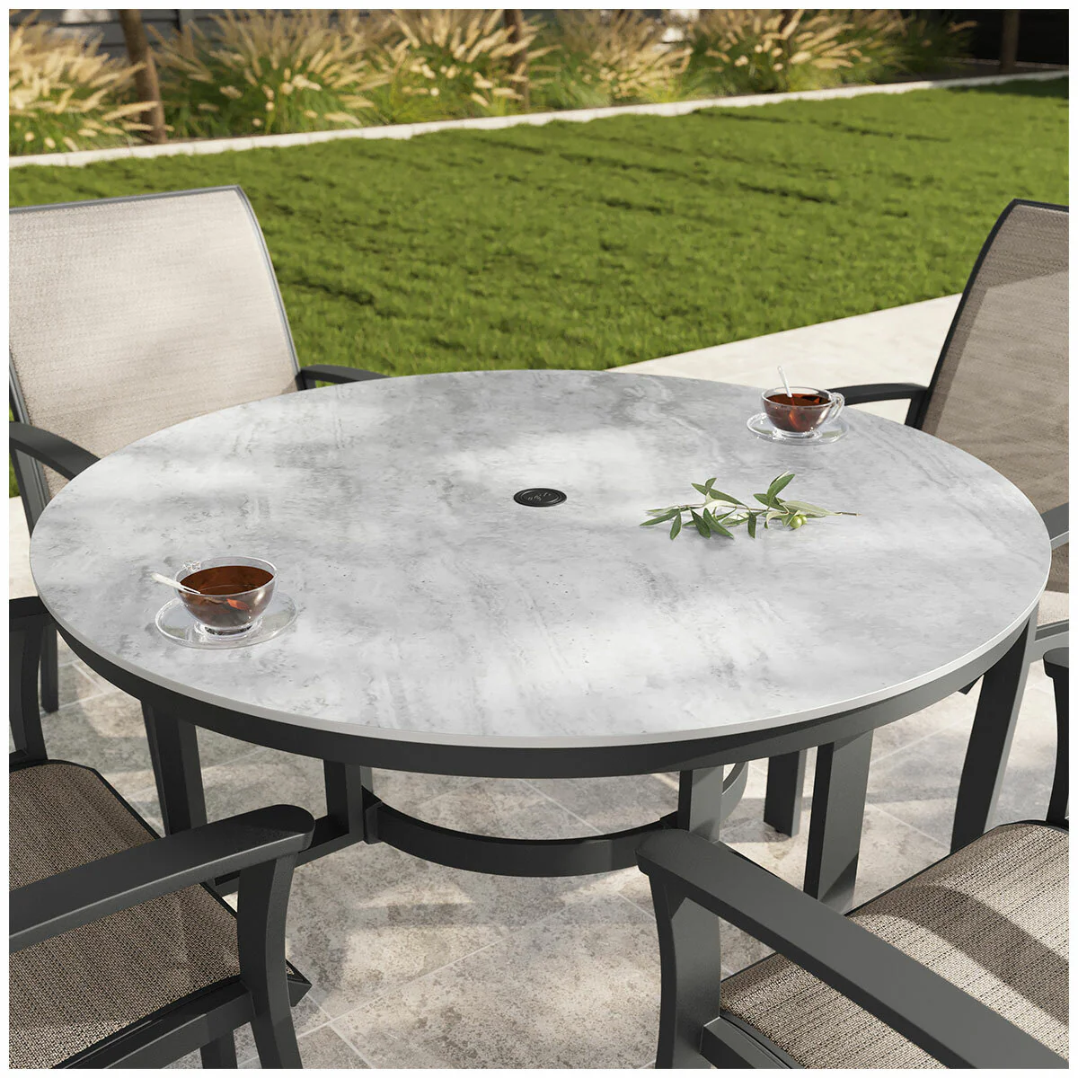 Agio Clearfield 5-Piece Sling Dining Set Black Weather-Resistant Stone Top - Image 14