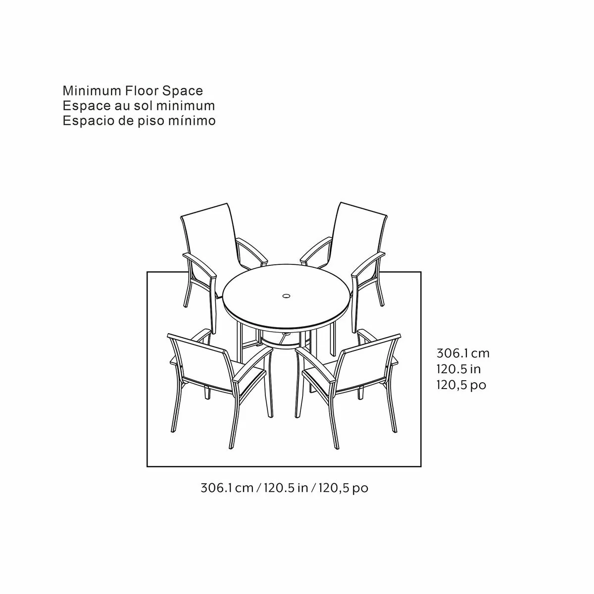 Agio Clearfield 5-Piece Sling Dining Set Black Weather-Resistant Stone Top - Image 2