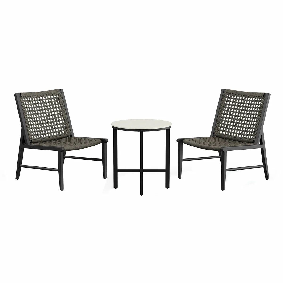 Agio Hyde Park Small Space 3 Piece Set Black Aluminium Rope & Sintered Stone - Image 2