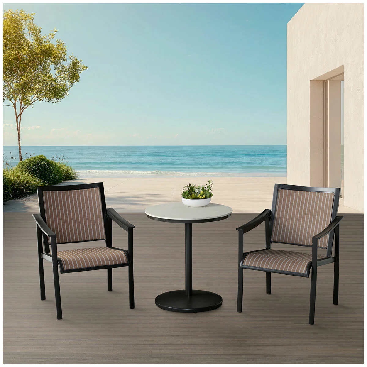 Agio Stinsley Bistro Set 3 Piece Black Aluminium Sintered Stone Durable