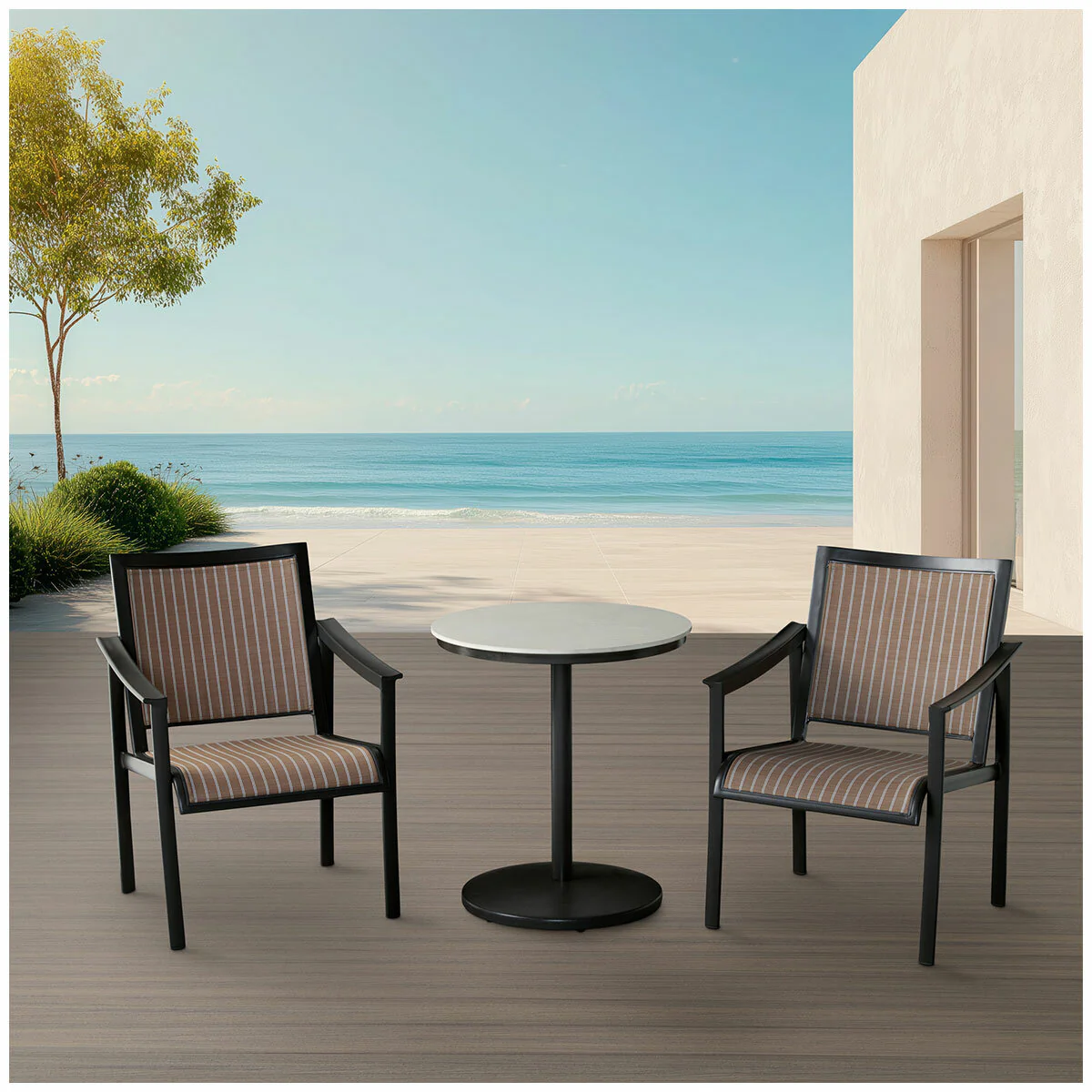 Agio Stinsley Bistro Set 3 Piece Black Aluminium Sintered Stone Durable - Image 12