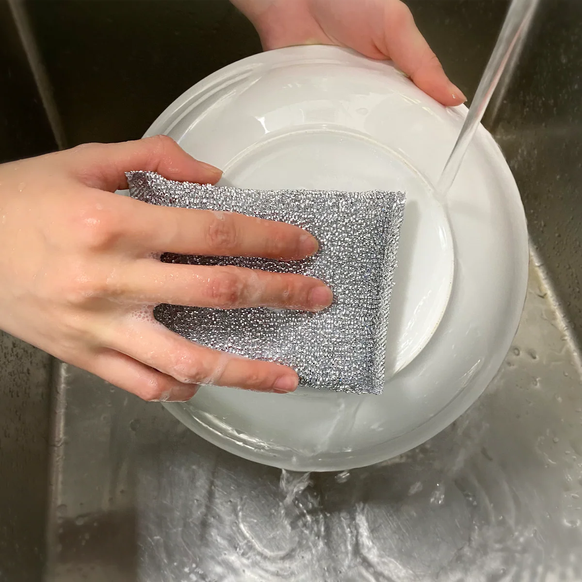 All Set Mesh Sponge Scourer 5 Pack - 180mm x 25mm x 120mm - Silver - Non-Scratch - Image 4