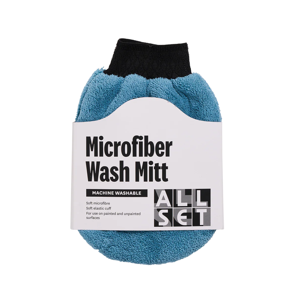 All Set Microfibre Wash Mit - 190mm x 255mm - Machine Washable - Soft Microfibre